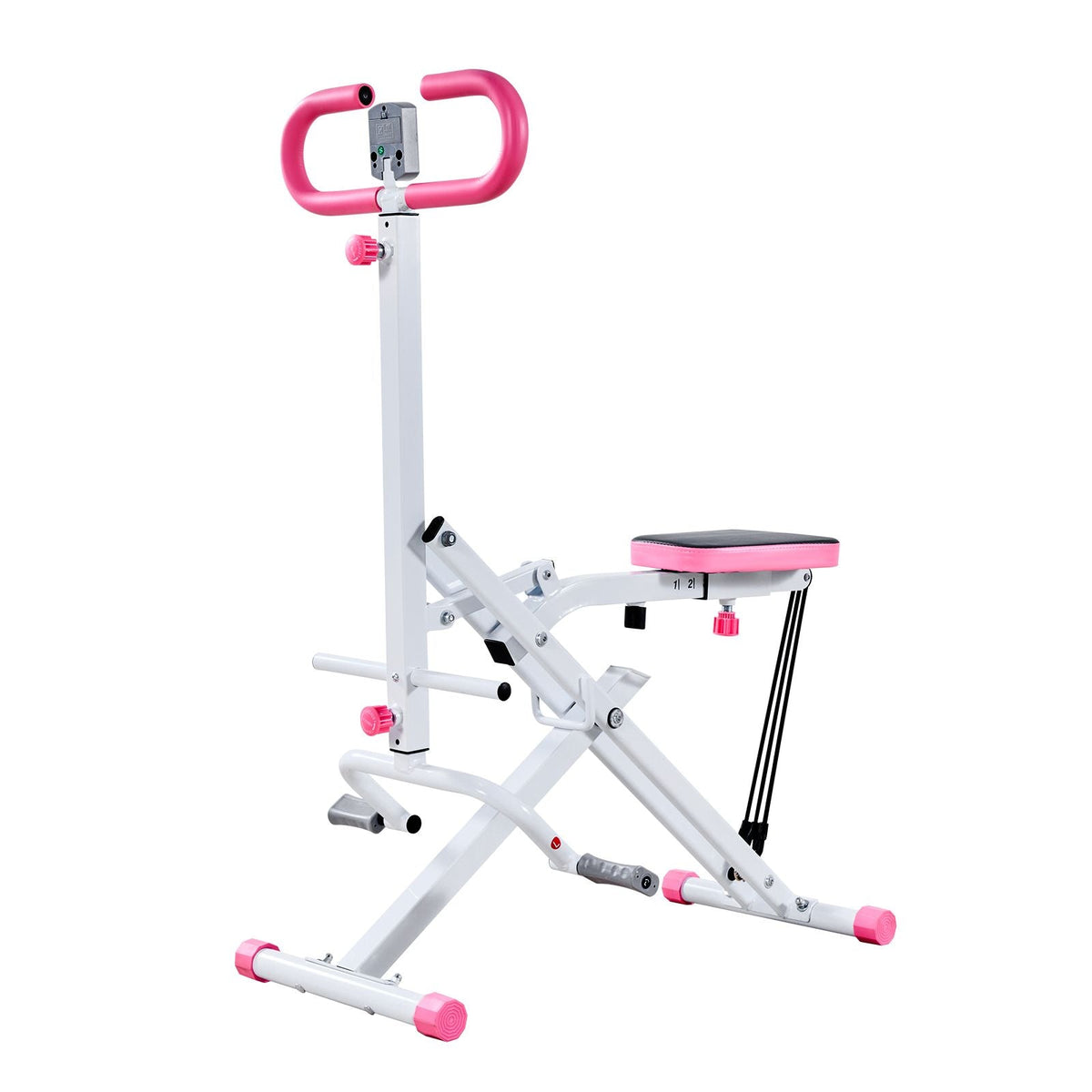 Squat Machine, Deep Squat Rowing Machine for Home, Easy Setup & Foldable Exercise Equipment, Glute Trainer Machine with 3 High-Strength Resistance Bands, Glutes & Leg Home Workout Machine, White
