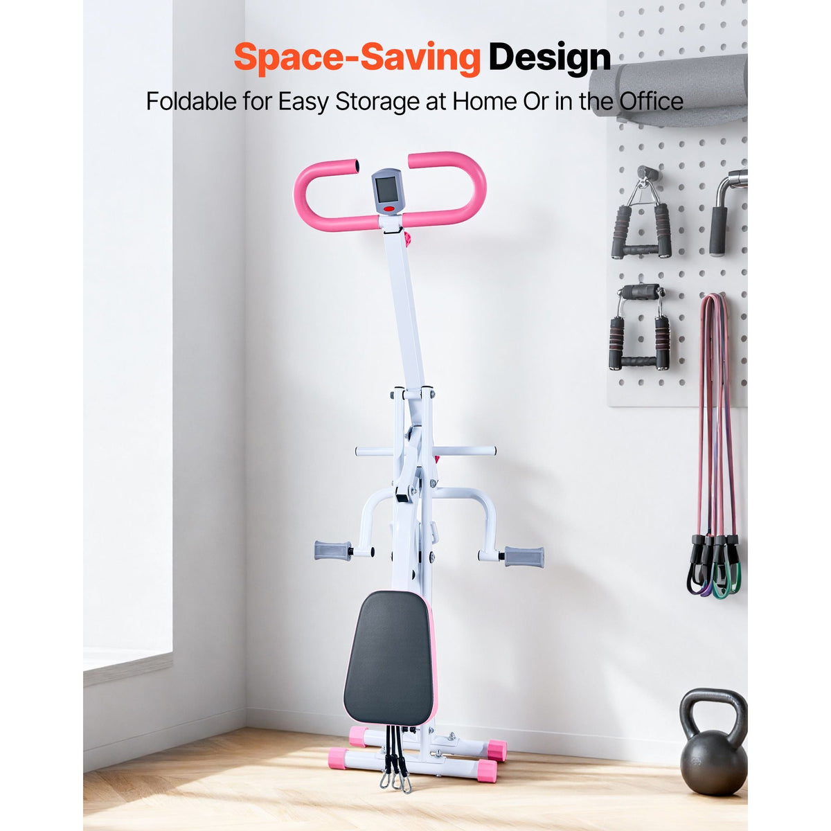 Squat Machine, Deep Squat Rowing Machine for Home, Easy Setup & Foldable Exercise Equipment, Glute Trainer Machine with 3 High-Strength Resistance Bands, Glutes & Leg Home Workout Machine, White