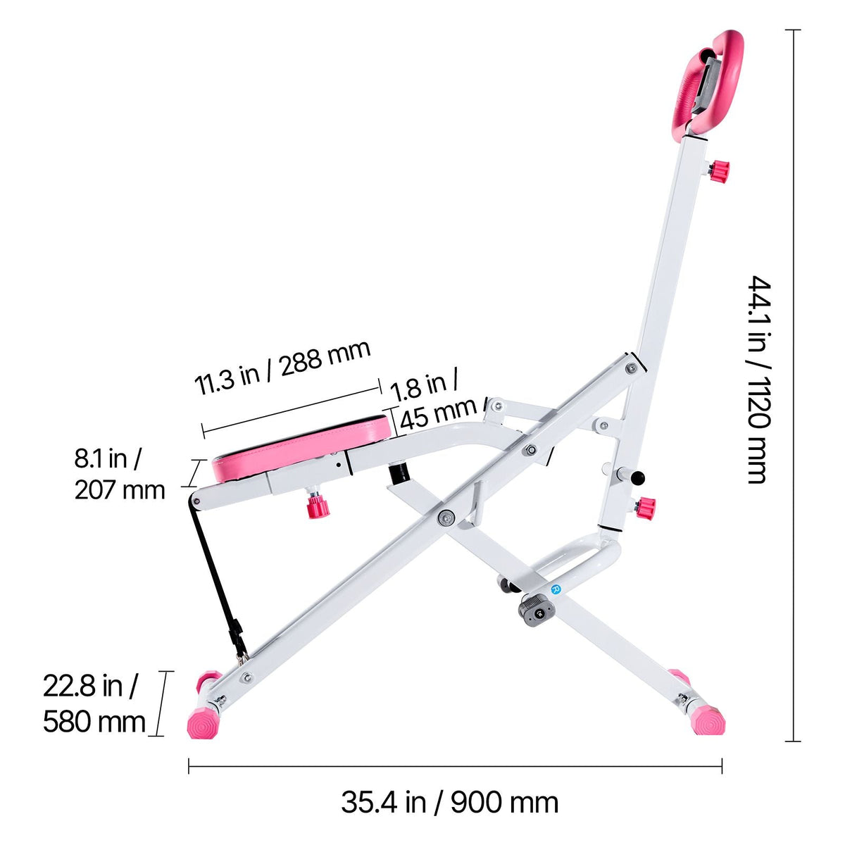 Squat Machine, Deep Squat Rowing Machine for Home, Easy Setup & Foldable Exercise Equipment, Glute Trainer Machine with 3 High-Strength Resistance Bands, Glutes & Leg Home Workout Machine, White