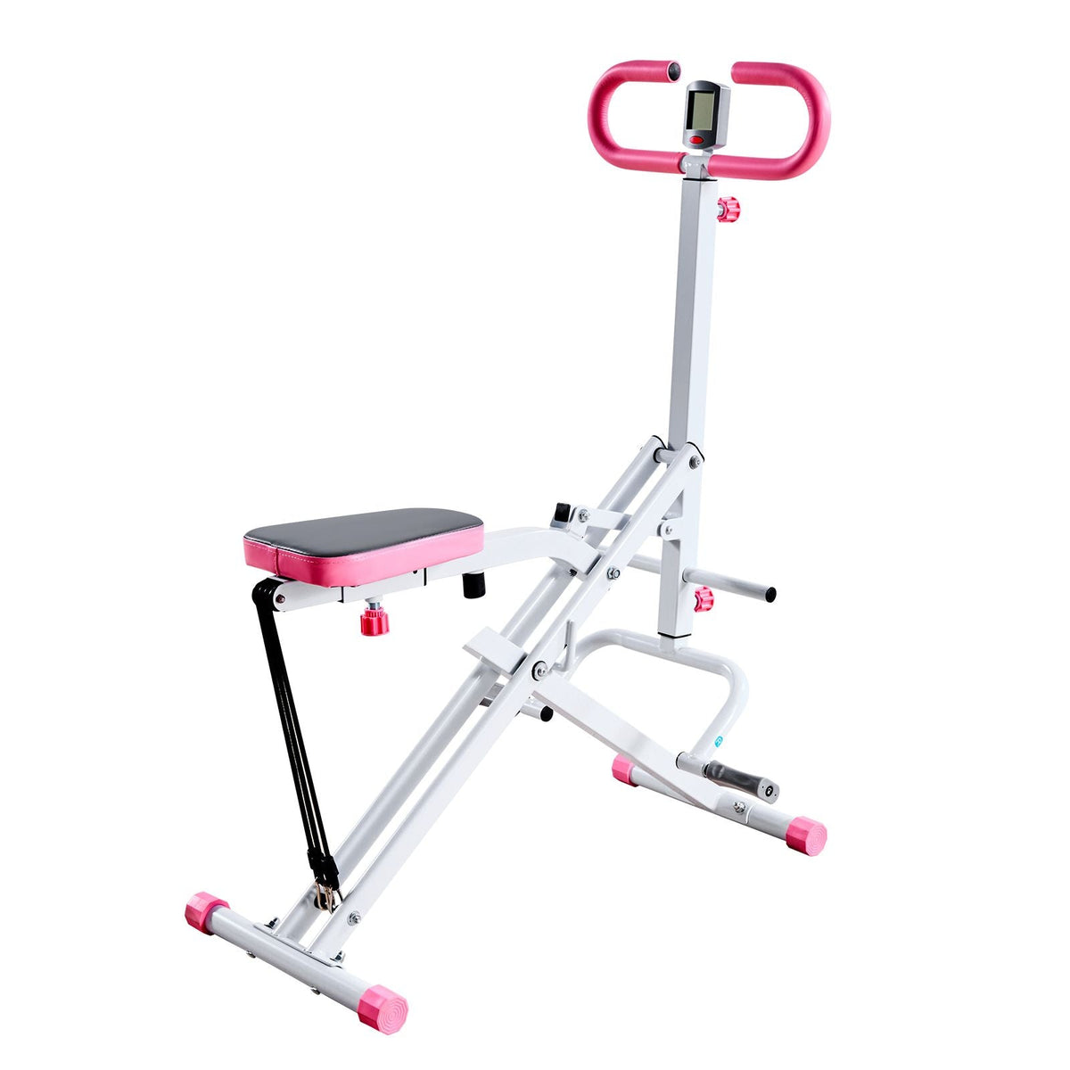 Squat Machine, Deep Squat Rowing Machine for Home, Easy Setup & Foldable Exercise Equipment, Glute Trainer Machine with 3 High-Strength Resistance Bands, Glutes & Leg Home Workout Machine, White