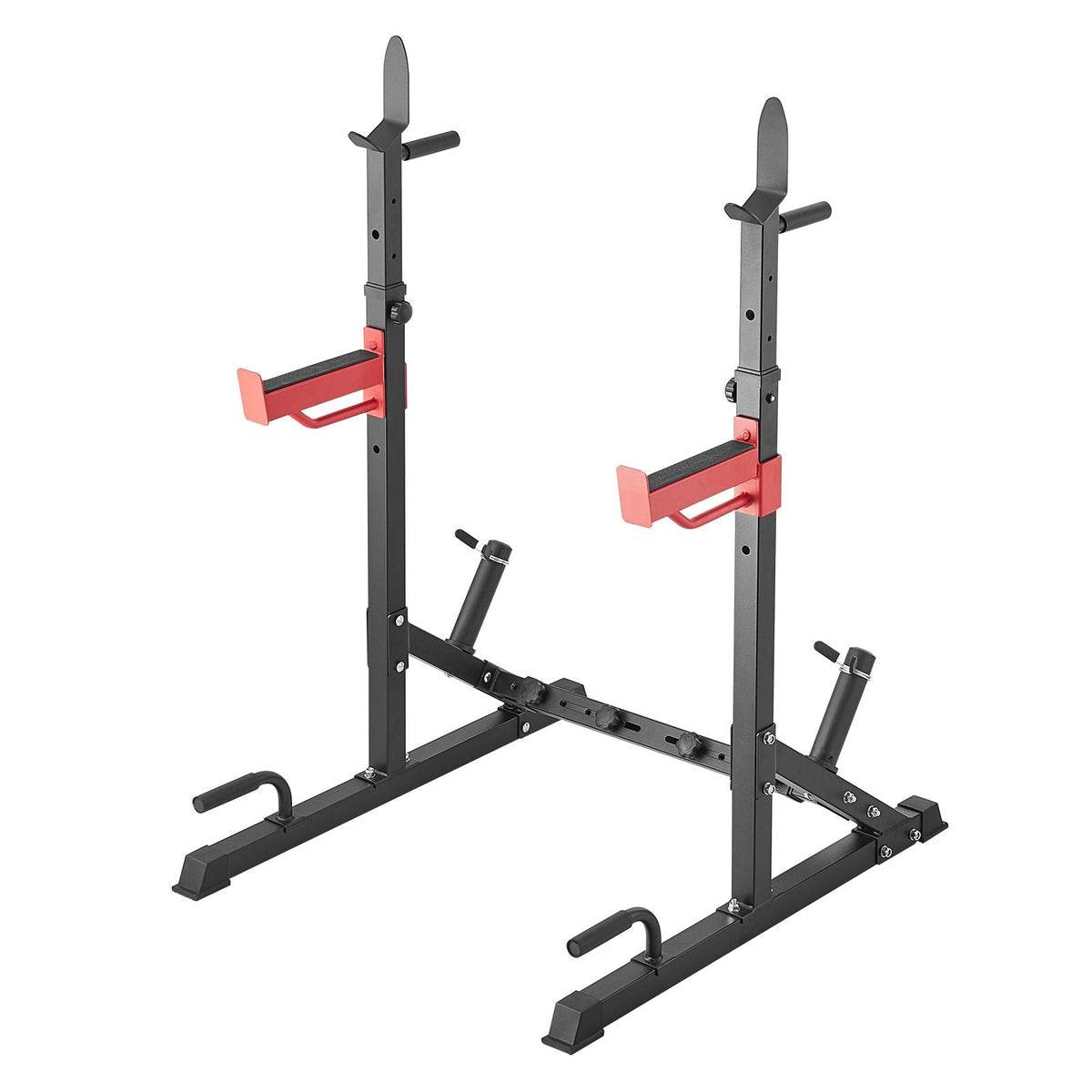 Squat Stand Power Rack, Multi-Functional Barbell Rack with Hook, Weight Plate Storage Attachment, Adjustable Free Bench Press Stands, Max Load 600 Lbs Steel Exercise Squat Stand for Gym/Home Gym