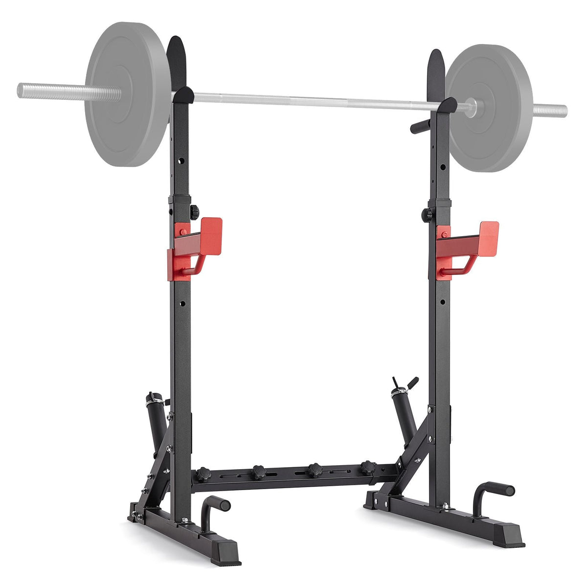 Squat Stand Power Rack, Multi-Functional Barbell Rack with Hook, Weight Plate Storage Attachment, Adjustable Free Bench Press Stands, Max Load 600 Lbs Steel Exercise Squat Stand for Gym/Home Gym