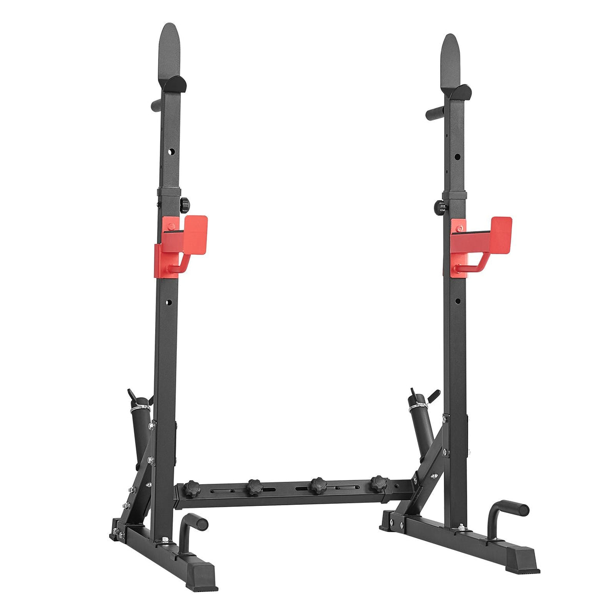 Squat Stand Power Rack, Multi-Functional Barbell Rack with Hook, Weight Plate Storage Attachment, Adjustable Free Bench Press Stands, Max Load 600 Lbs Steel Exercise Squat Stand for Gym/Home Gym