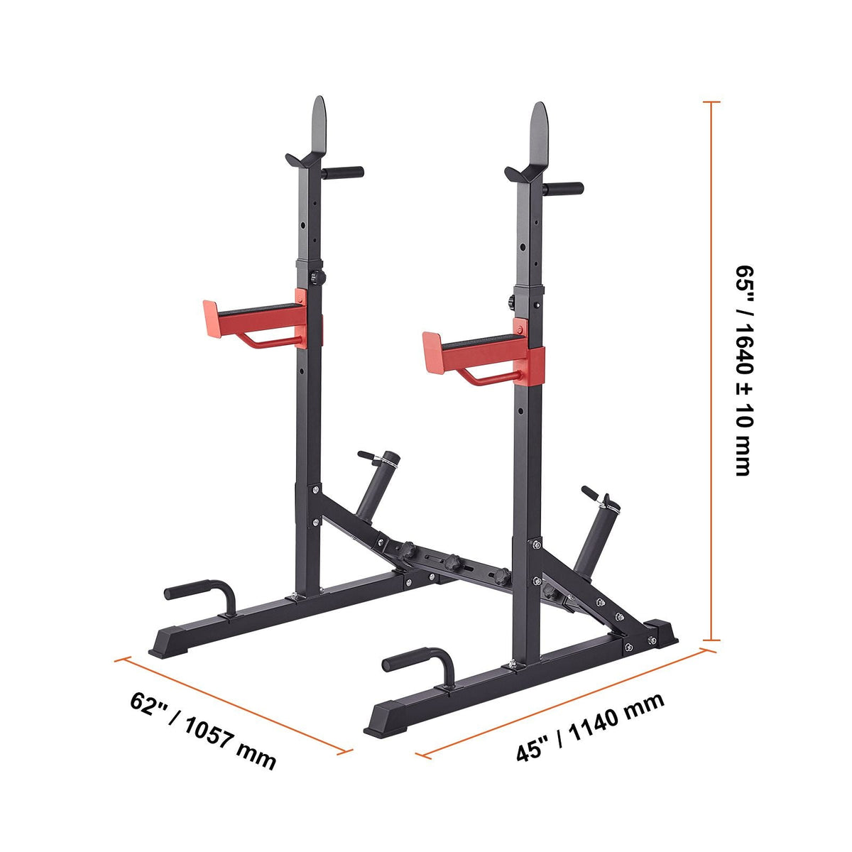 Squat Stand Power Rack, Multi-Functional Barbell Rack with Hook, Weight Plate Storage Attachment, Adjustable Free Bench Press Stands, Max Load 600 Lbs Steel Exercise Squat Stand for Gym/Home Gym