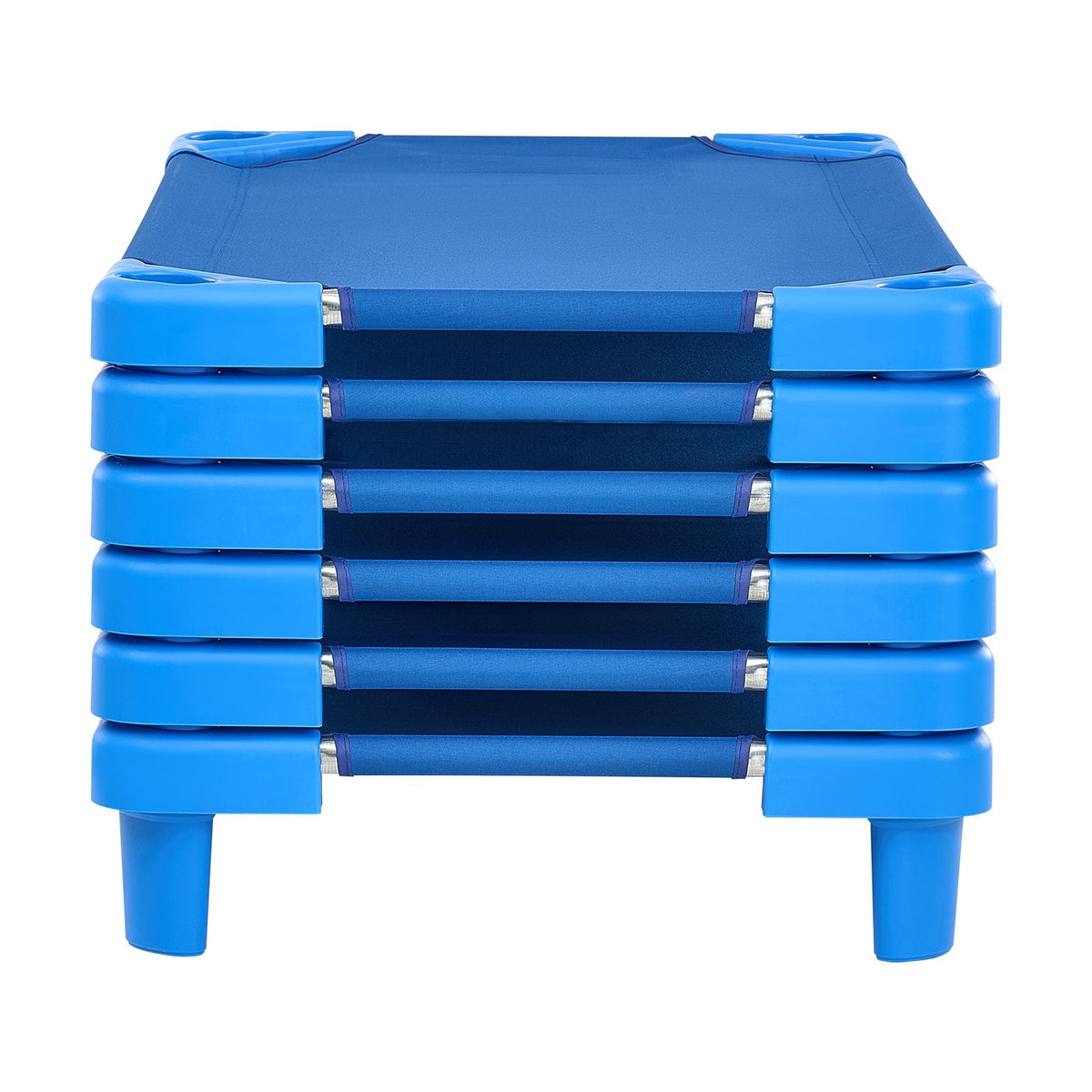 Stackable Kiddie Cot, Pack of 6, Portable Toddler Nap Cots, Standard Size 40" L x 23" W Daycare Cots for Kids, Preschool Classroom Daycare Beds for Sleeping, Resting, Naptime, Blue