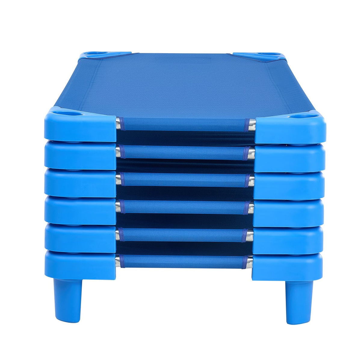 Stackable Kiddie Cot, Pack of 6, Portable Toddler Nap Cots, Standard Size 52" L x 23" W Daycare Cots for Kids, Preschool Classroom Daycare Beds for Sleeping, Resting, Naptime, Blue