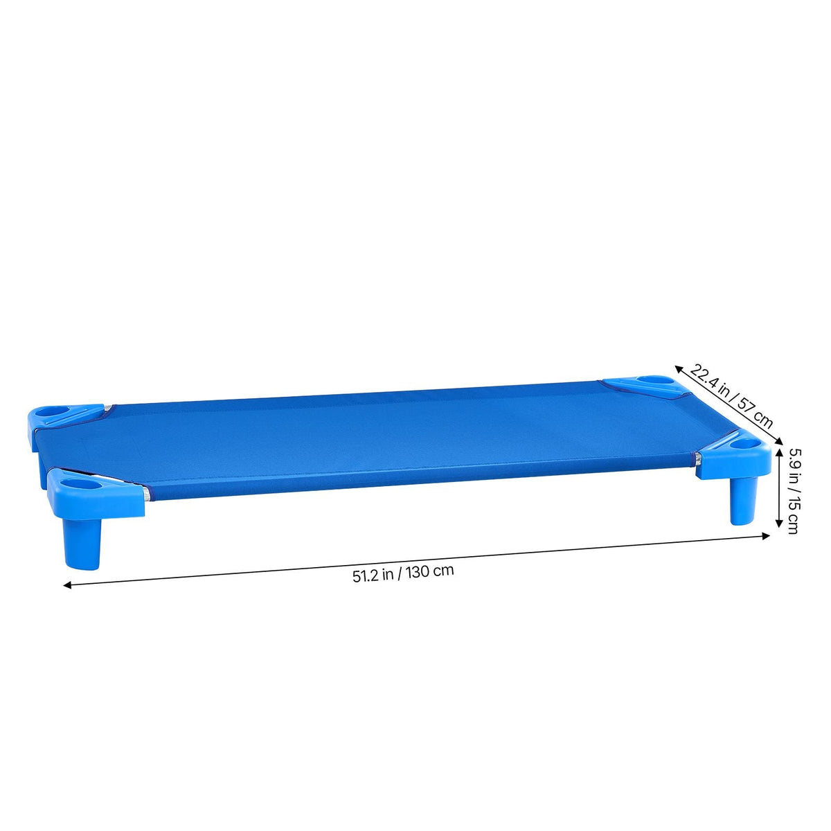 Stackable Kiddie Cot, Pack of 6, Portable Toddler Nap Cots, Standard Size 52" L x 23" W Daycare Cots for Kids, Preschool Classroom Daycare Beds for Sleeping, Resting, Naptime, Blue
