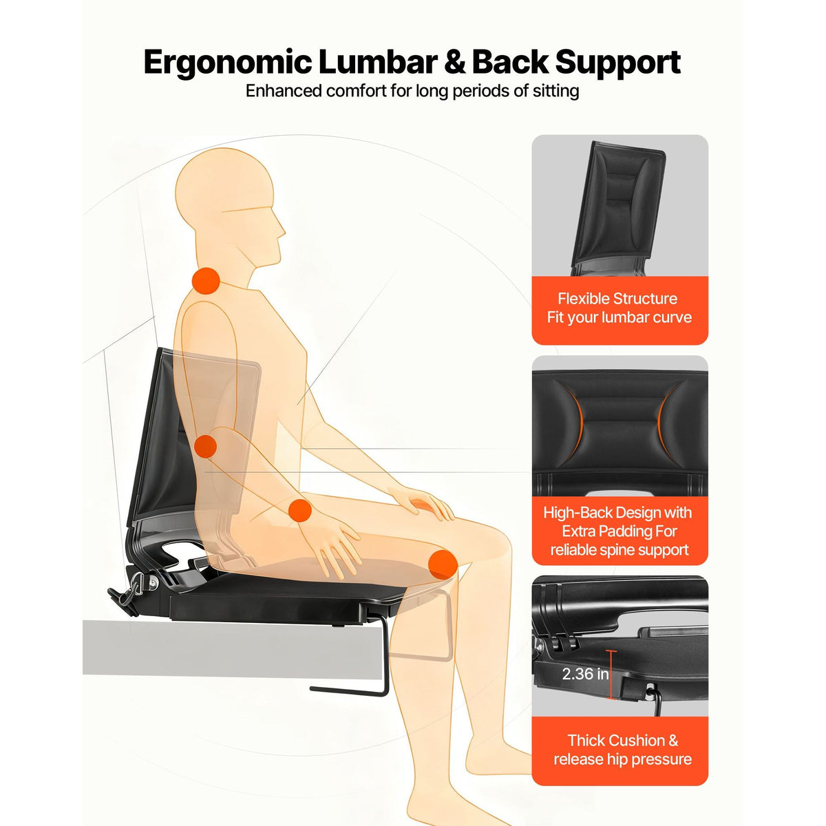 Stadium Seat, Folding Bleacher Chair with Back Support and Thick Cushion, Padded Stadium Seat for Bleacher Includes Shoulder Strap, Hooks, Cup Holder, Lycra Material, Side Pocket, PP Material