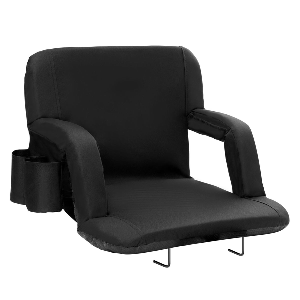 Stadium Seat with Back Support, Wide Bleacher Seat Back, Folding Padded Cushion Stadium Chair, Portable Reclining Chair with Hook Pocket Cupholder, Ideal for Sport Event Beach Camping Concert