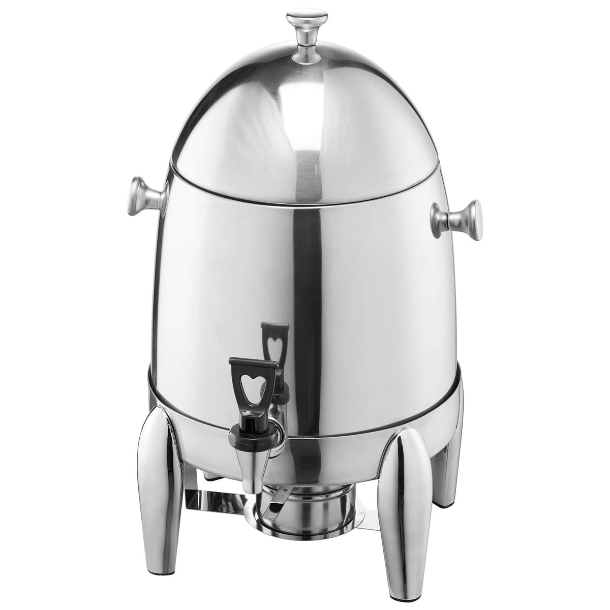 Stainless Steel Beverage Dispenser, 2.7 Gallon Drink Dispenser with Alcohol Burner, Hot & Cold Drink Dispensers for Coffee Tea Hot Water, with Spigot Ice Tube, for Restaurants, Hotels, Parties