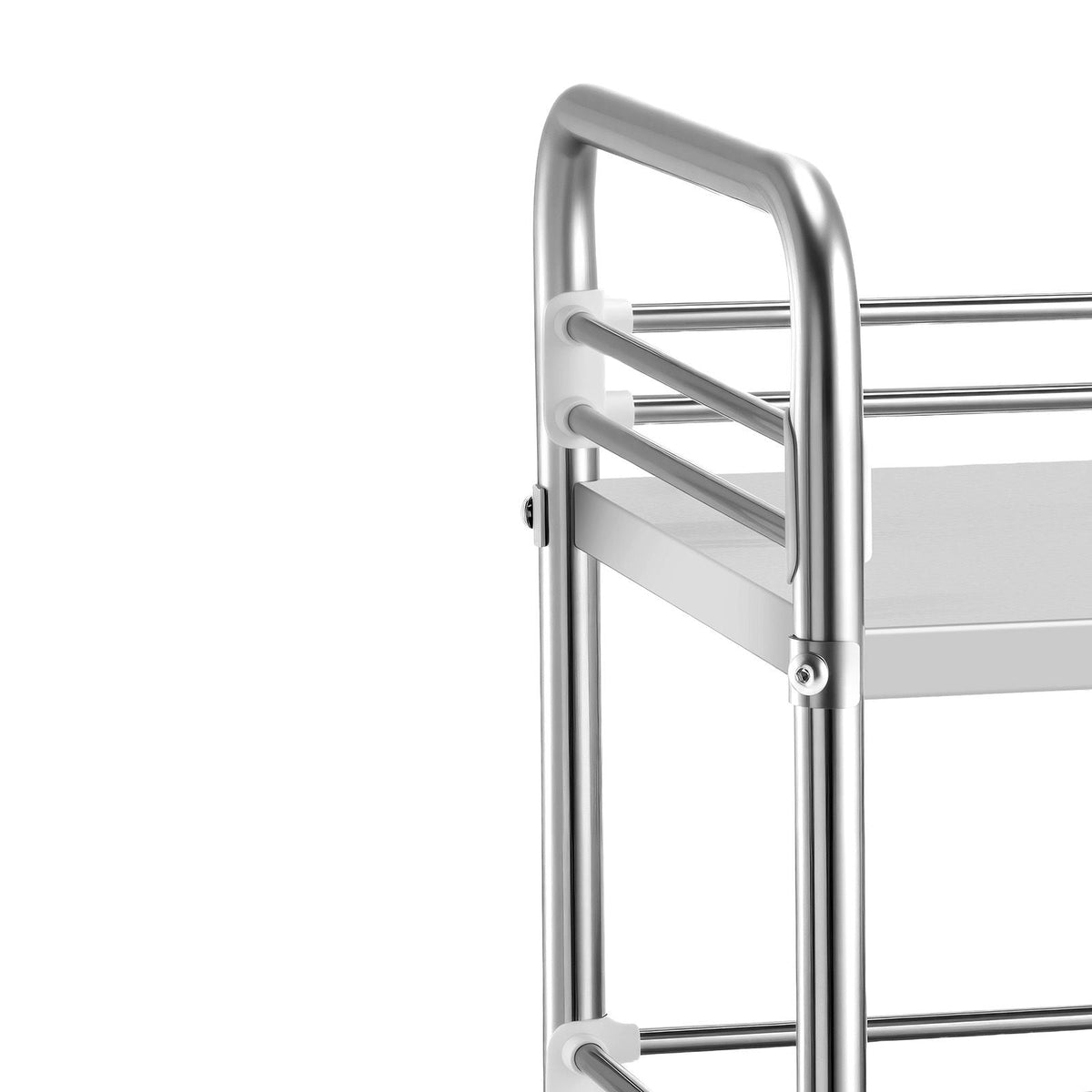 Stainless Steel Cart, 2-Tier Rolling Lab Utility Cart with Lockable Wheels, Medical Serving Trolley Clinic Tray, Heavy Duty Mobile Service Storage Tray for Hospital, Restaurant, Kitchen, Salon