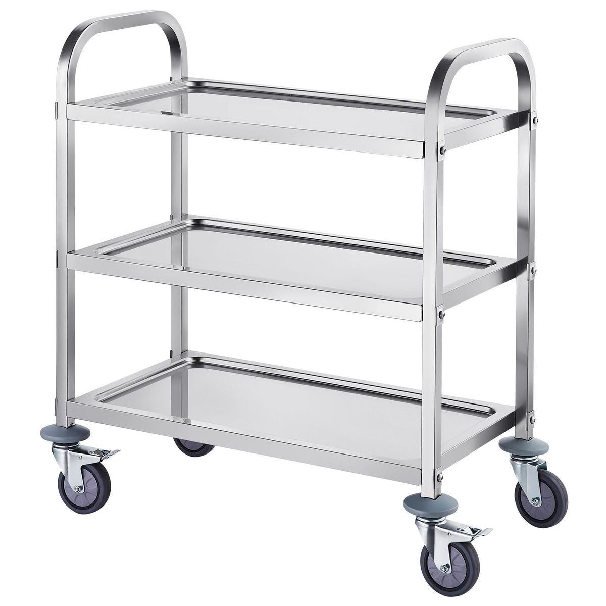 Stainless Steel Cart, 3 Layers Lab Utility Cart 400 lbs Weight Capacity, Medical Cart with Lockable Universal Wheels, for Lab, Clinic, Kitchen, Salon