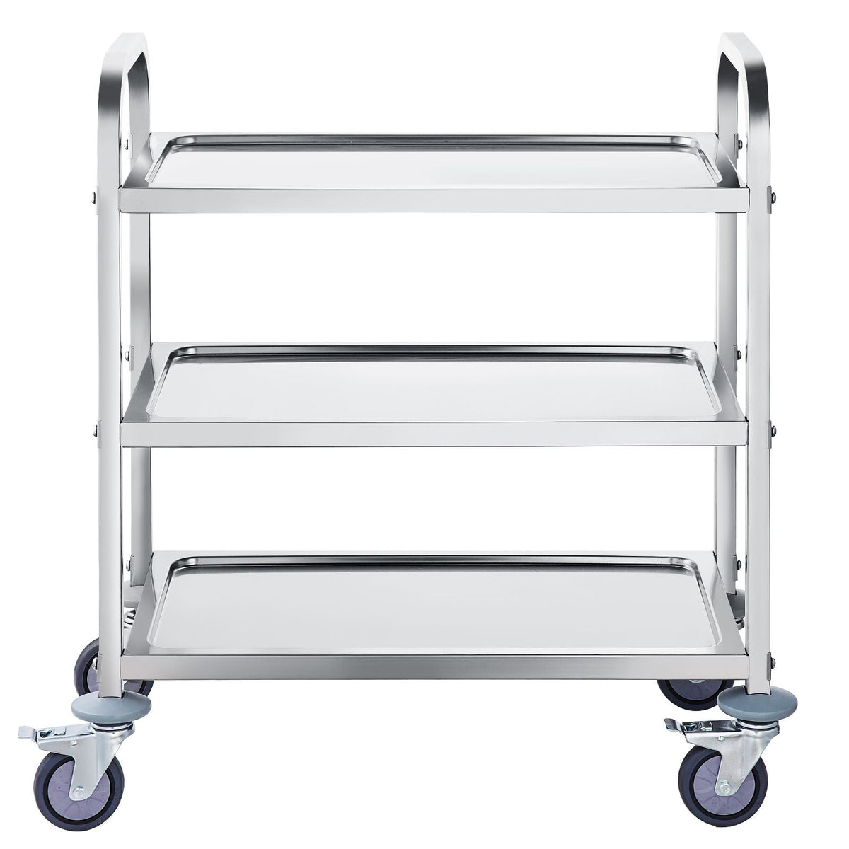 Stainless Steel Cart, 3 Layers Lab Utility Cart 400 lbs Weight Capacity, Medical Cart with Lockable Universal Wheels, for Lab, Clinic, Kitchen, Salon