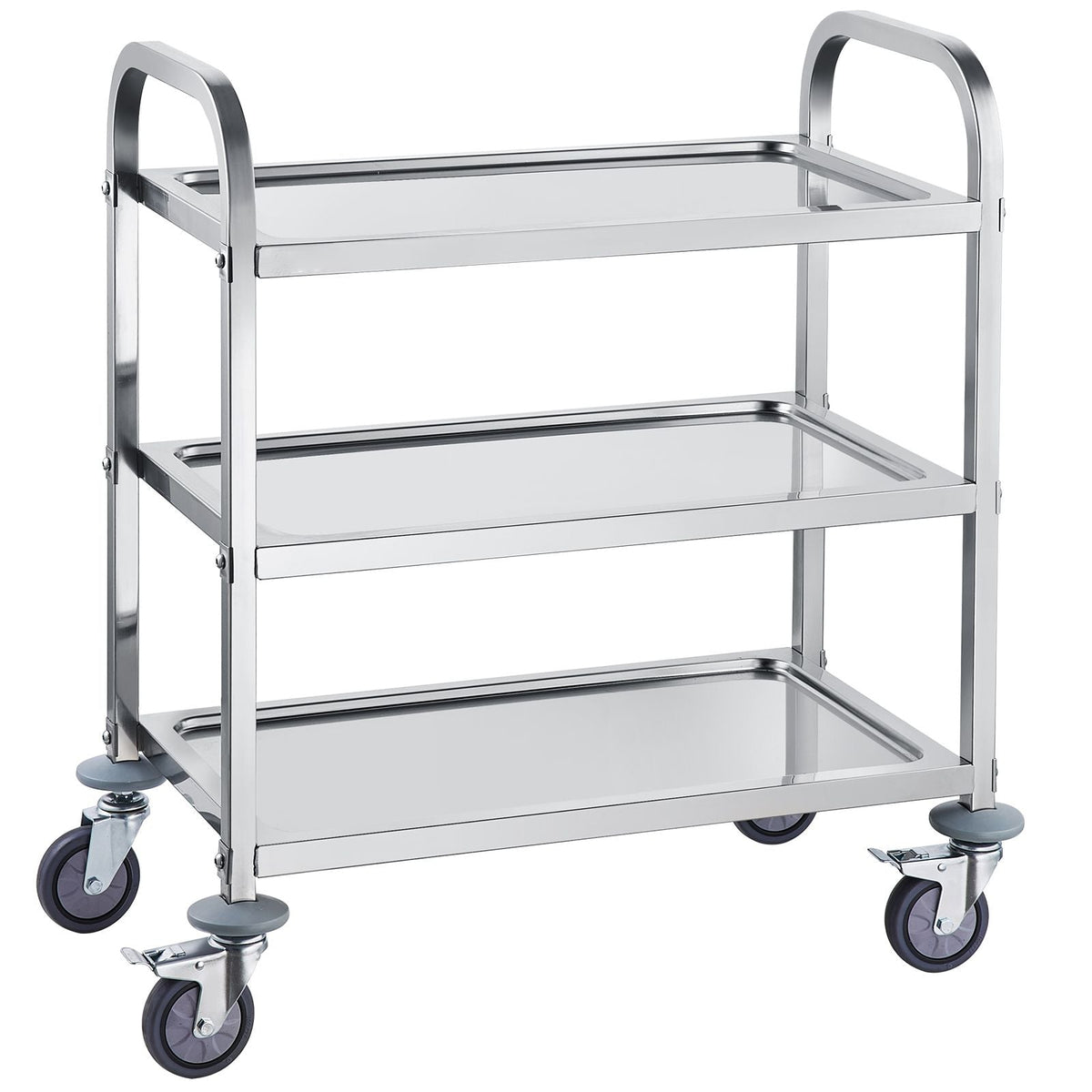 Stainless Steel Cart, 3 Layers Lab Utility Cart 400 lbs Weight Capacity, Medical Cart with Lockable Universal Wheels, for Lab, Clinic, Kitchen, Salon