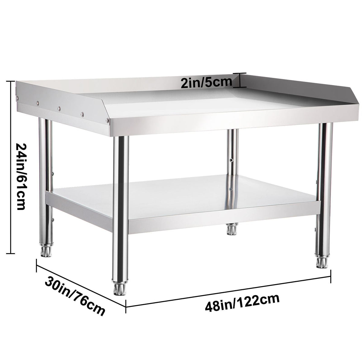 Stainless Steel Equipment Grill Stand, 48 x 30 x 24 Inches Stainless Table, Grill Stand Table with Adjustable Storage Undershelf, Equipment Stand Grill Table for Hotel, Home, Restaurant Kitchen