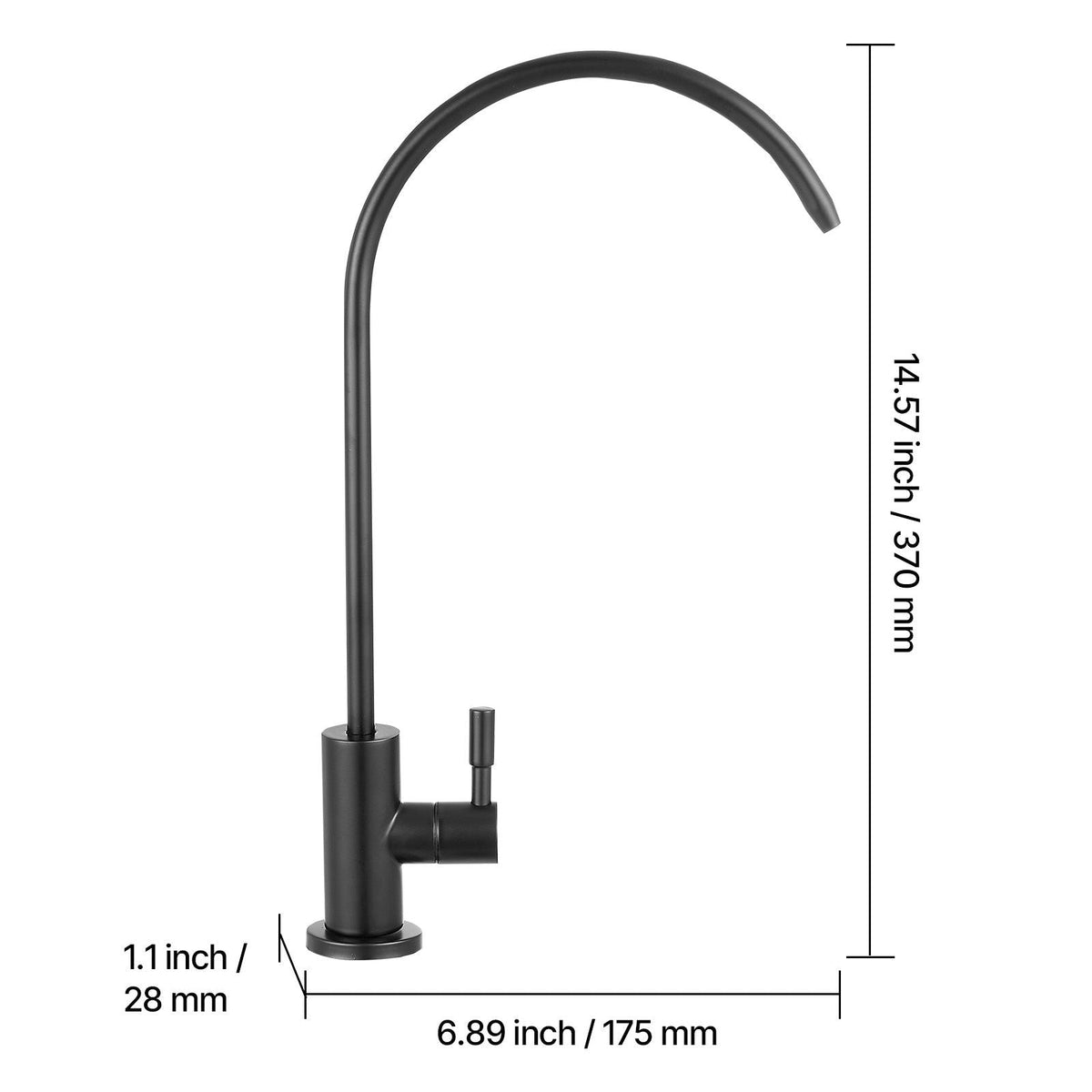 Stainless Steel Faucet, Lead-Free Water Purifier Faucets, Reverse Osmosis Faucet with Solid Brass Valve, High Arch Drinking Water Faucets For Kitchen Sink, Bar Counter, Cafe Shop, Matte Black