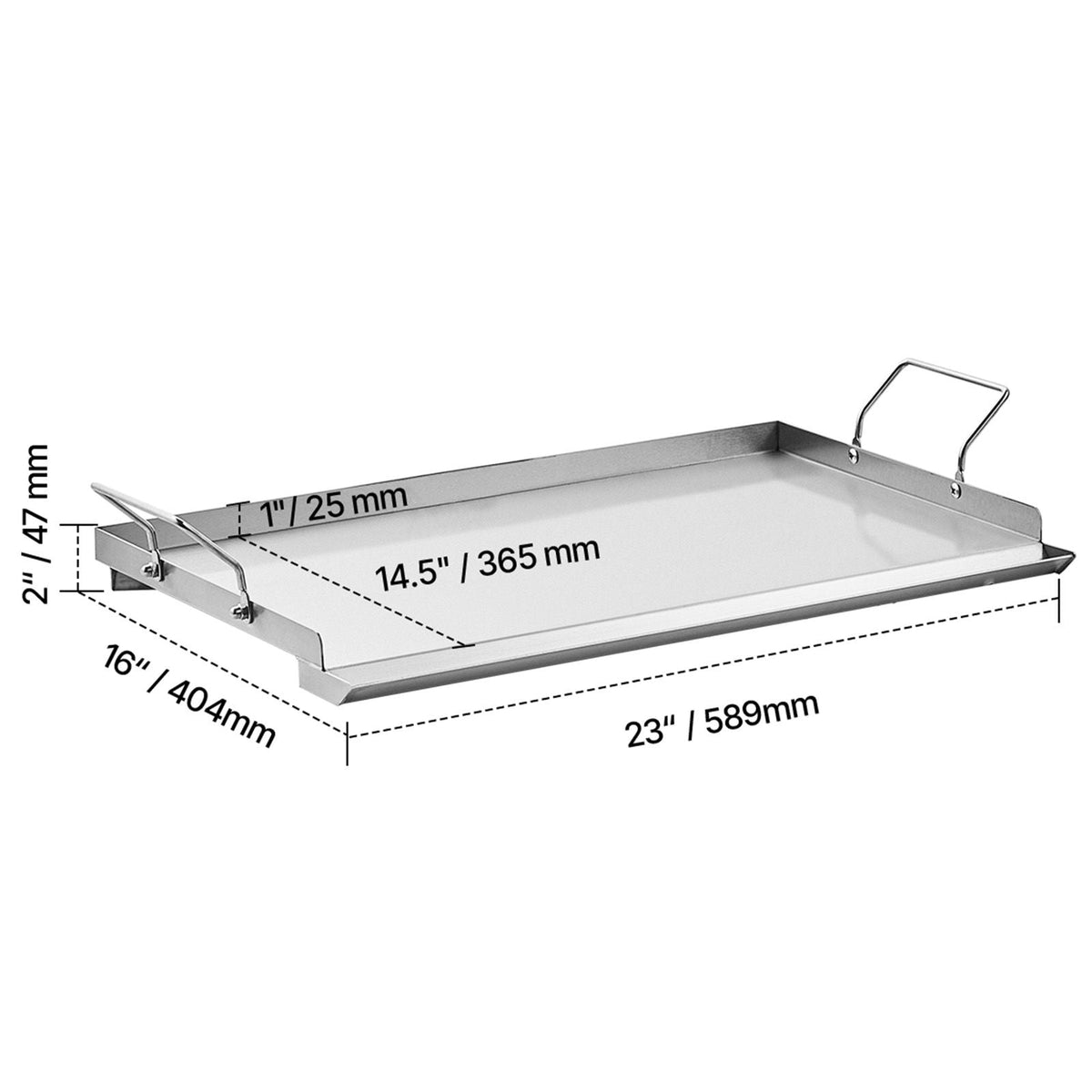 Stainless Steel Griddle, 23x16 inch Universal Flat Top Rectangular Plate, Gas Grill Griddle for BBQ Grill, Teppanyaki, Portable Family Cookware with Handle, for Camping Tailgating Party