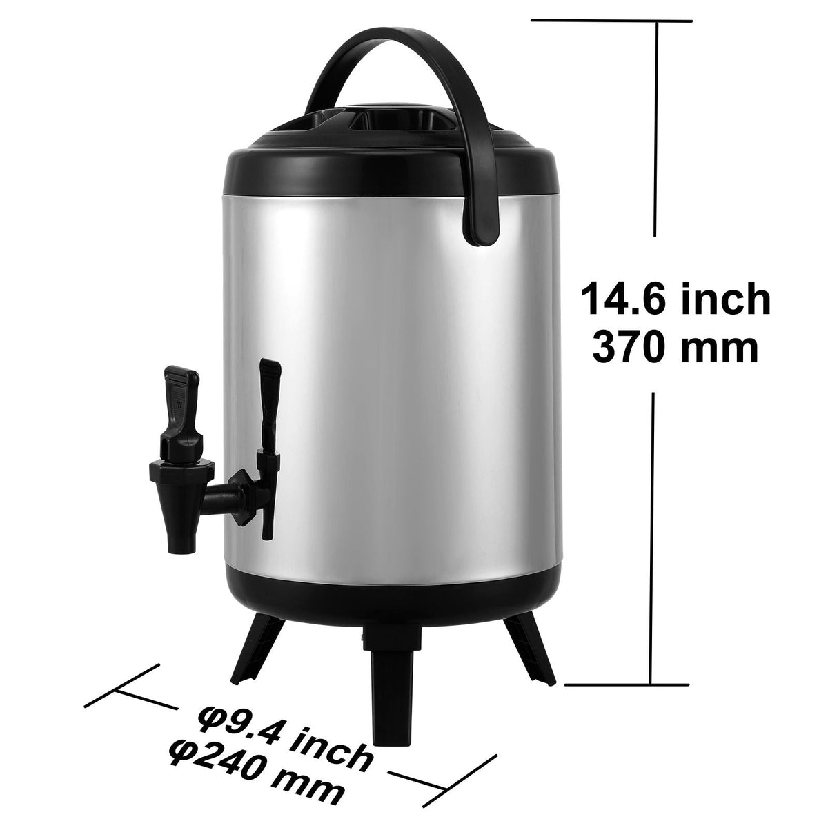 Stainless Steel Insulated Beverage Dispenser, 1.5 Gallon 6 Liter, Thermal Hot and Cold Drink Server Dispenser with Spigot Handle, Food-grade for Hot Tea Coffee Water Restaurant Drink Shop