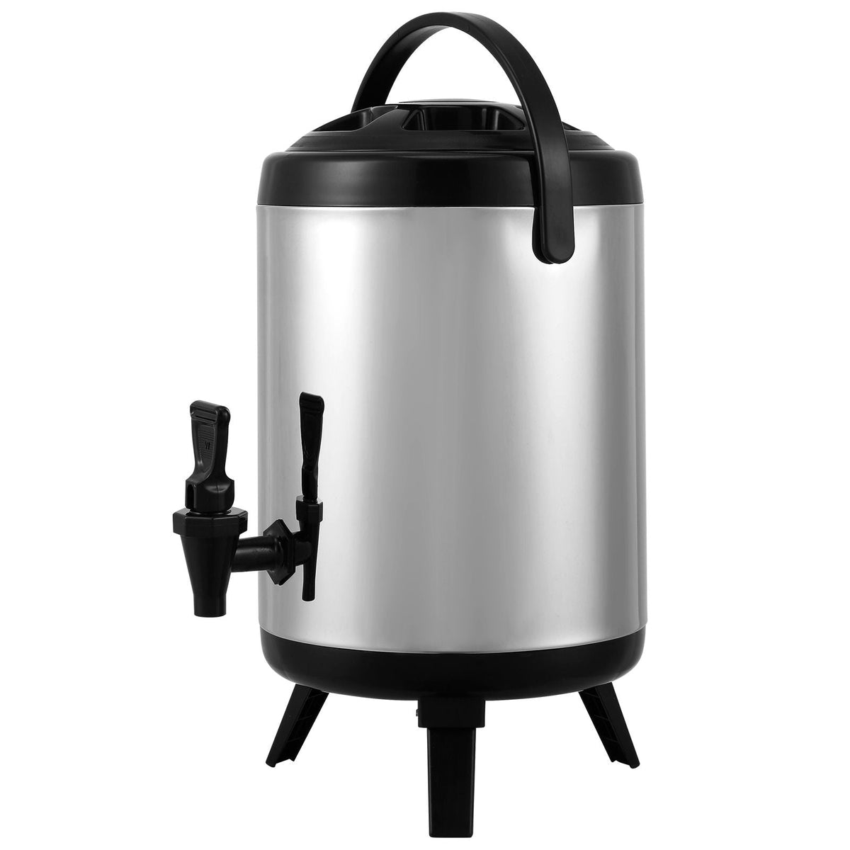 Stainless Steel Insulated Beverage Dispenser, 1.5 Gallon 6 Liter, Thermal Hot and Cold Drink Server Dispenser with Spigot Handle, Food-grade for Hot Tea Coffee Water Restaurant Drink Shop