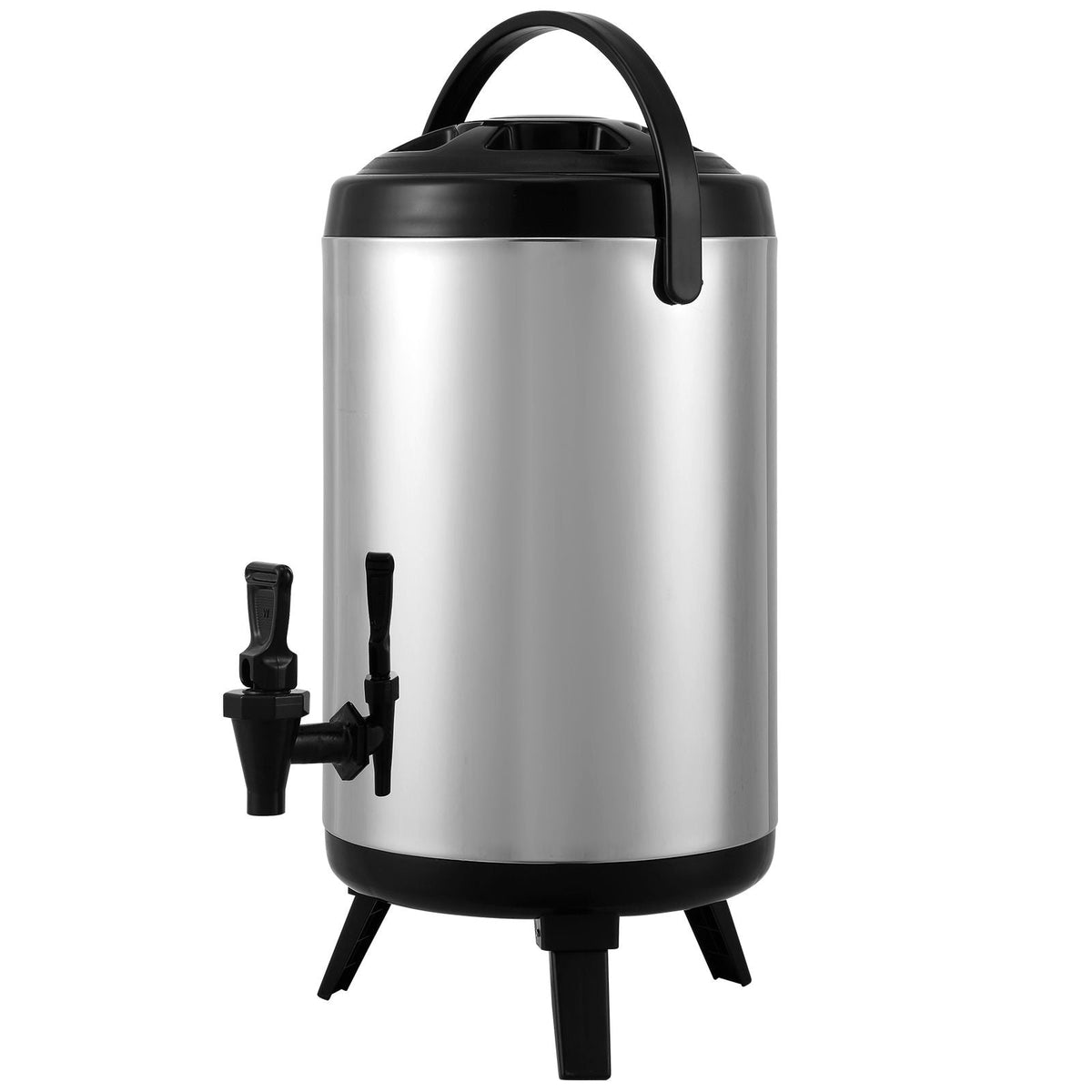 Stainless Steel Insulated Beverage Dispenser, 2 Gallon 7.6 Liter, Thermal Hot and Cold Drink Server Dispenser with Spigot Handle, Food-grade for Hot Tea Coffee Water Restaurant Drink Shop