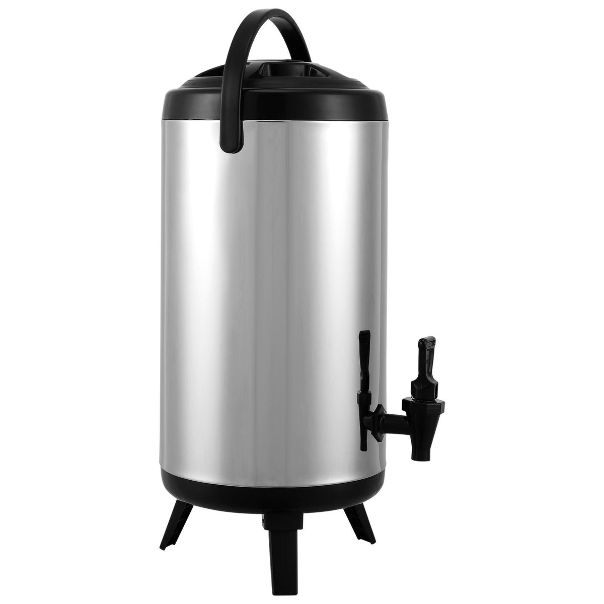 Stainless Steel Insulated Beverage Dispenser, 2.4 Gallon 9.2 Liter, Thermal Hot and Cold Drink Server Dispenser with Spigot Handle, Food-grade for Hot Tea Coffee Water Restaurant Drink Shop