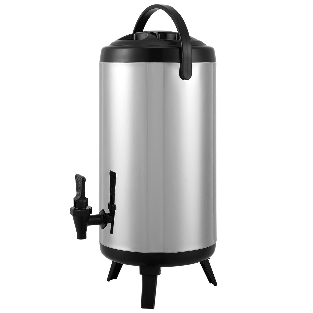 Stainless Steel Insulated Beverage Dispenser, 2.4 Gallon 9.2 Liter, Thermal Hot and Cold Drink Server Dispenser with Spigot Handle, Food-grade for Hot Tea Coffee Water Restaurant Drink Shop
