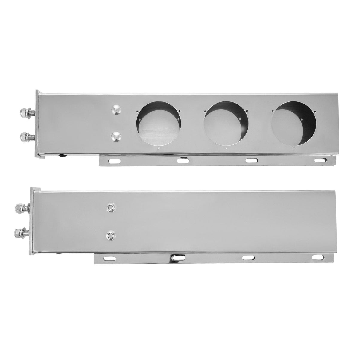 Stainless Steel Mud Flap Hangers with Light Cutouts, 2-1/2" Bolt Spacing, Spring Loaded Mudflap Hangers for Semi Trucks, 1 Pair Heavy Duty Semi Truck Mud Flap Hanger Set, Silver