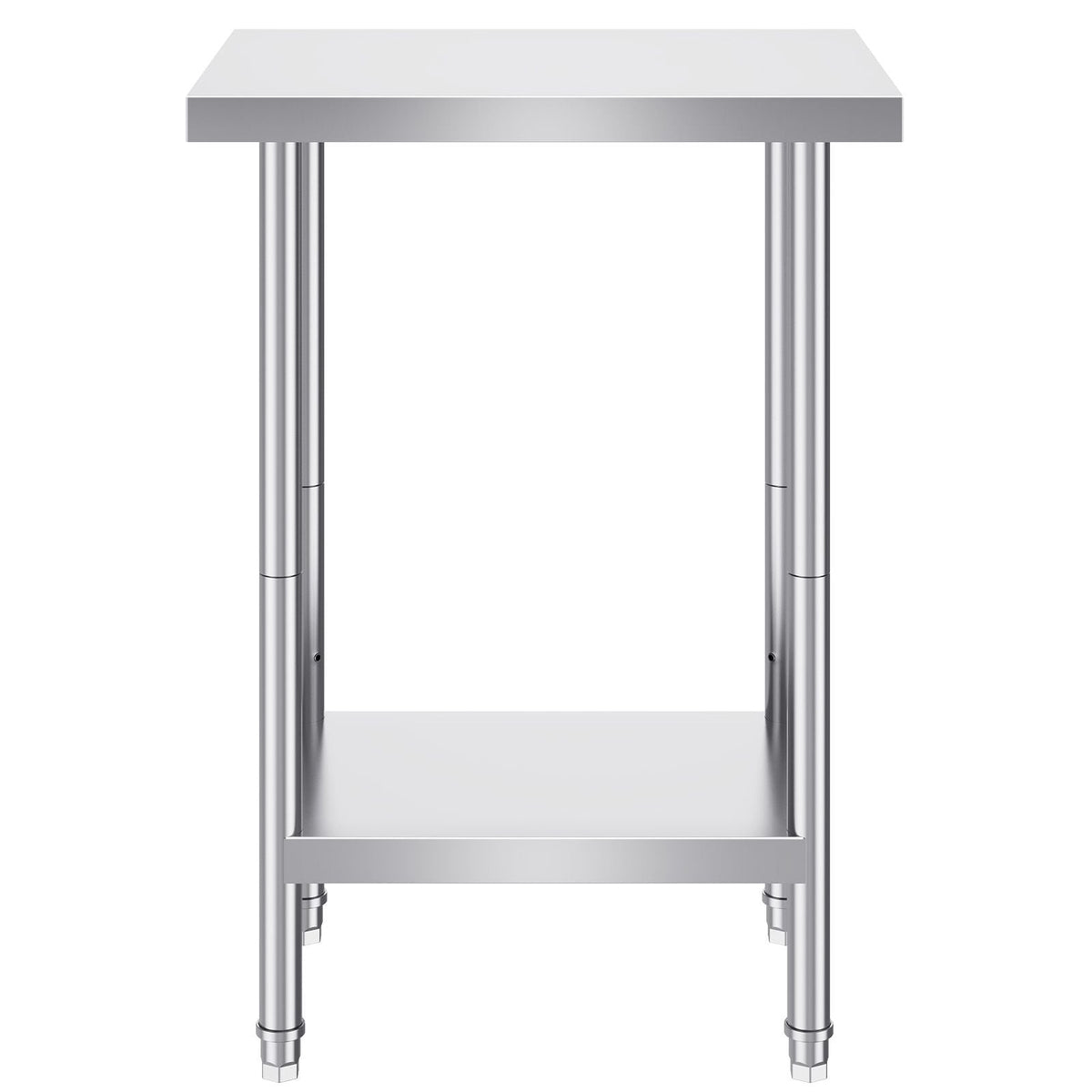Stainless Steel Prep Table, 24 x 18 x 34 Inch, 640 lbs Load Capacity, Heavy Duty Metal Worktable with 3 Adjustable Height Levels, Commercial Workstation for Kitchen Garage Restaurant Backyard