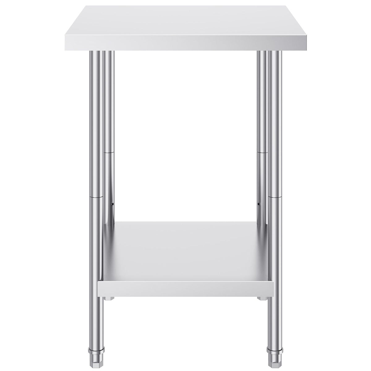 Stainless Steel Prep Table, 24 x 24 x 34 Inch, 700 lbs Load Capacity, Heavy Duty Metal Worktable with 3 Adjustable Height Levels, Commercial Workstation for Kitchen Garage Restaurant Backyard