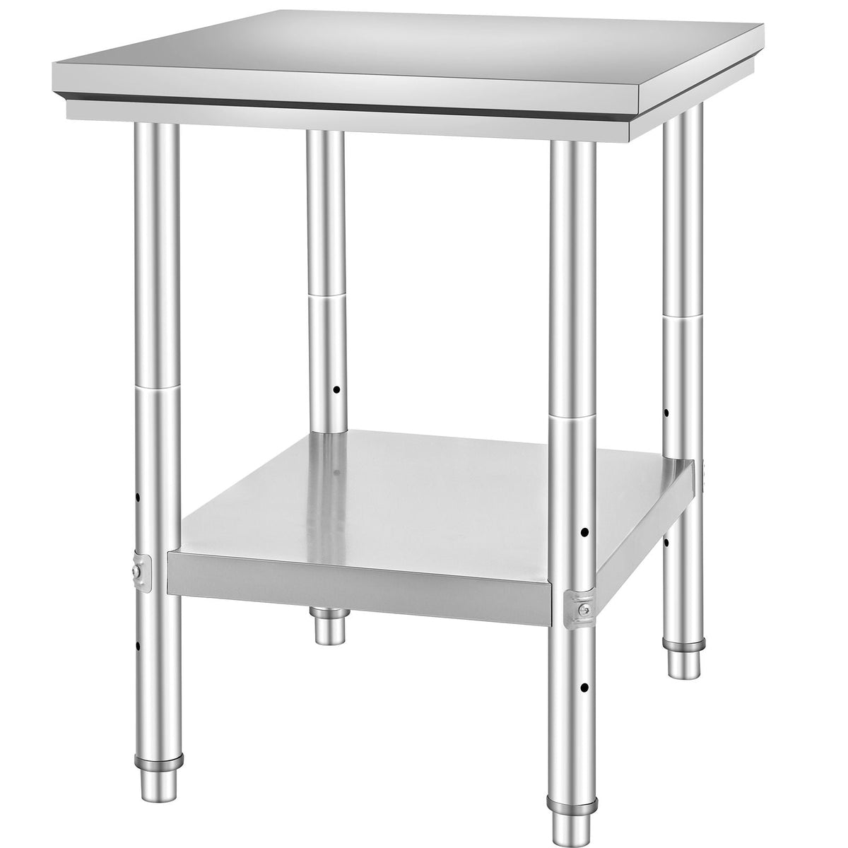 Stainless Steel Prep Table, 24 x 30 x 31 Inch, 700 lbs Load Capacity, Heavy Duty Metal Worktable with 3 Adjustable Height Levels, Commercial Workstation for Kitchen Garage Restaurant Backyard