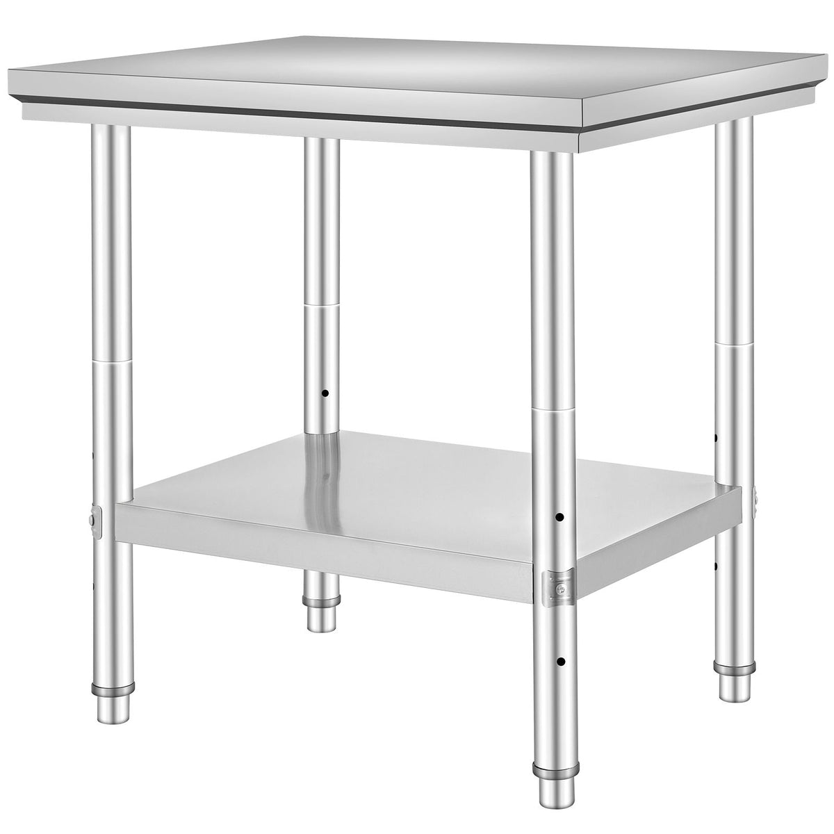 Stainless Steel Prep Table, 24 x 30 x 31 Inch, 700 lbs Load Capacity, Heavy Duty Metal Worktable with 3 Adjustable Height Levels, Commercial Workstation for Kitchen Garage Restaurant Backyard