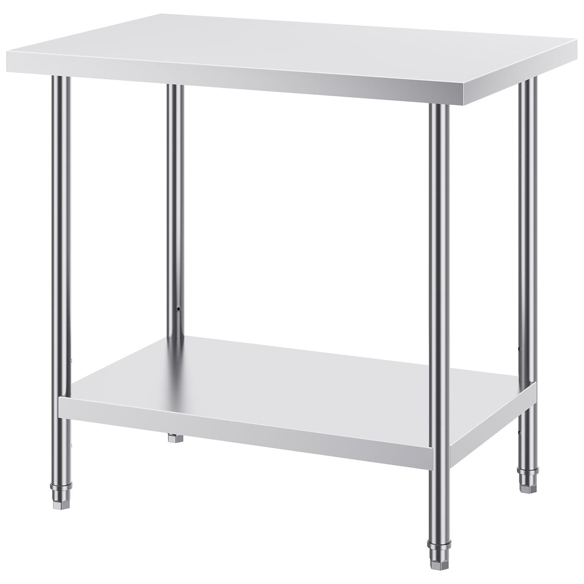 Stainless Steel Prep Table, 24 x 36 x 34 Inch, 750 lbs Load Capacity, Heavy Duty Metal Worktable with 3 Adjustable Height Levels, Commercial Workstation for Kitchen Garage Restaurant Backyard