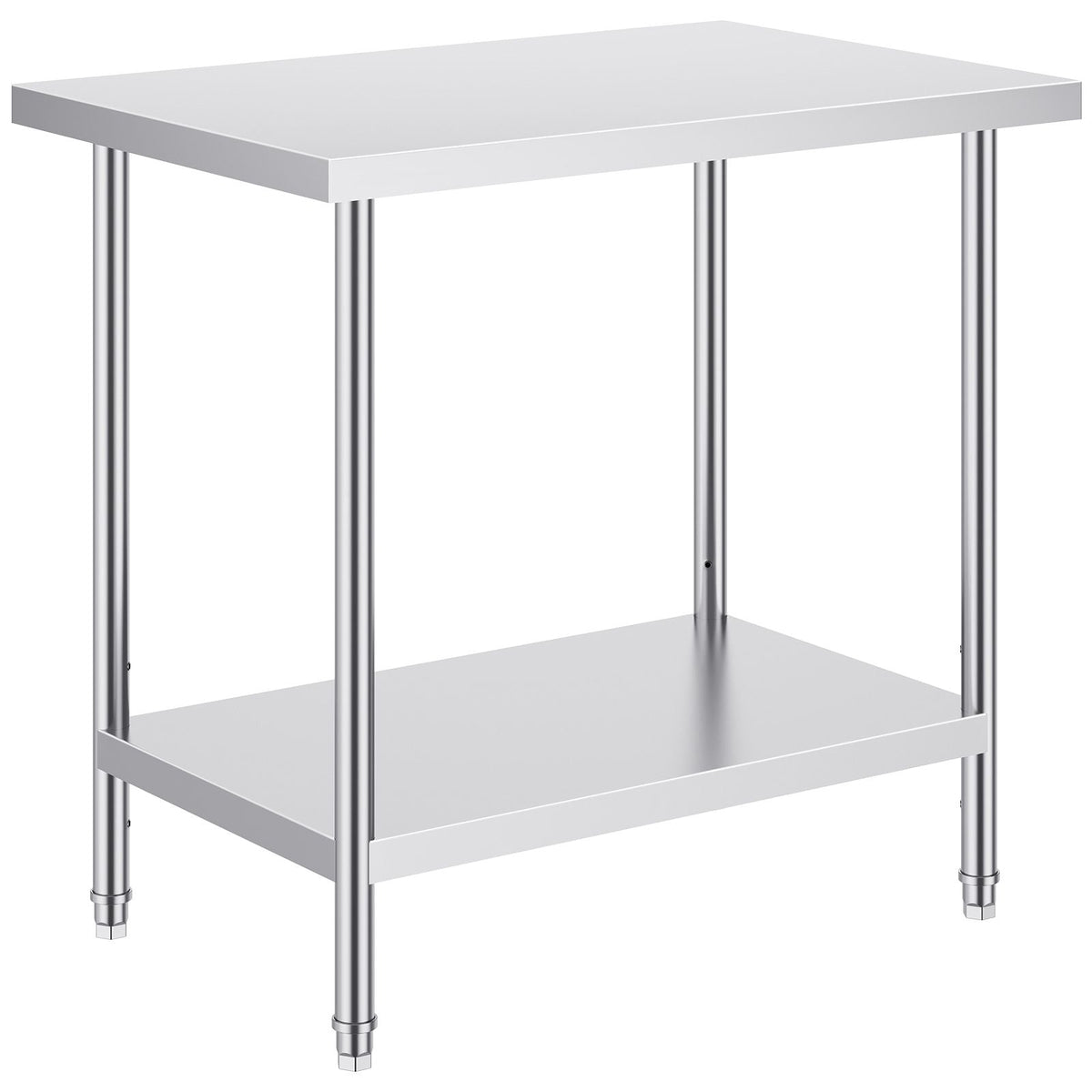Stainless Steel Prep Table, 24 x 36 x 34 Inch, 750 lbs Load Capacity, Heavy Duty Metal Worktable with 3 Adjustable Height Levels, Commercial Workstation for Kitchen Garage Restaurant Backyard