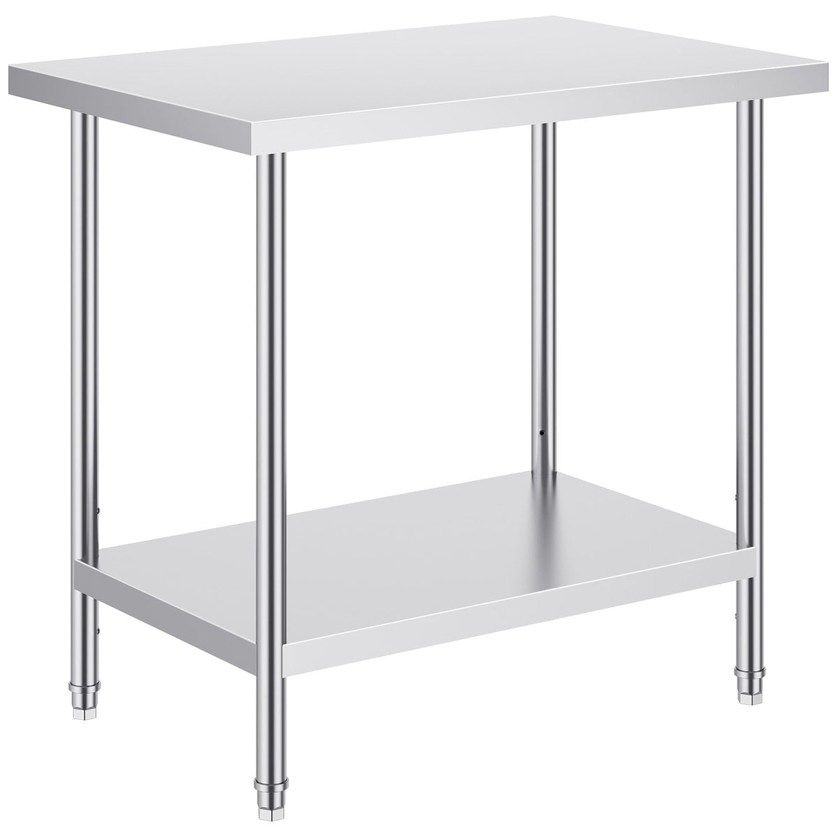 Stainless Steel Prep Table, 24 x 36 x 34 Inch, 750 lbs Load Capacity, Heavy Duty Metal Worktable with 3 Adjustable Height Levels, Commercial Workstation for Kitchen Garage Restaurant Backyard