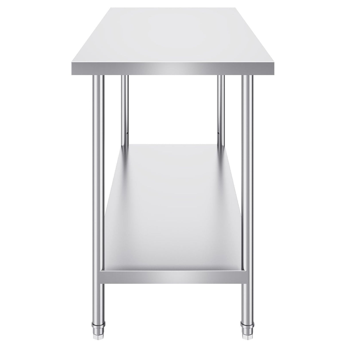 Stainless Steel Prep Table, 24 x 60 x 34 Inch, 840 lbs Load Capacity, Heavy Duty Metal Worktable with 3 Adjustable Height Levels, Commercial Workstation for Kitchen Garage Restaurant Backyard