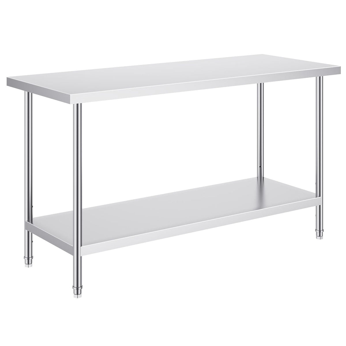 Stainless Steel Prep Table, 24 x 60 x 34 Inch, 840 lbs Load Capacity, Heavy Duty Metal Worktable with 3 Adjustable Height Levels, Commercial Workstation for Kitchen Garage Restaurant Backyard