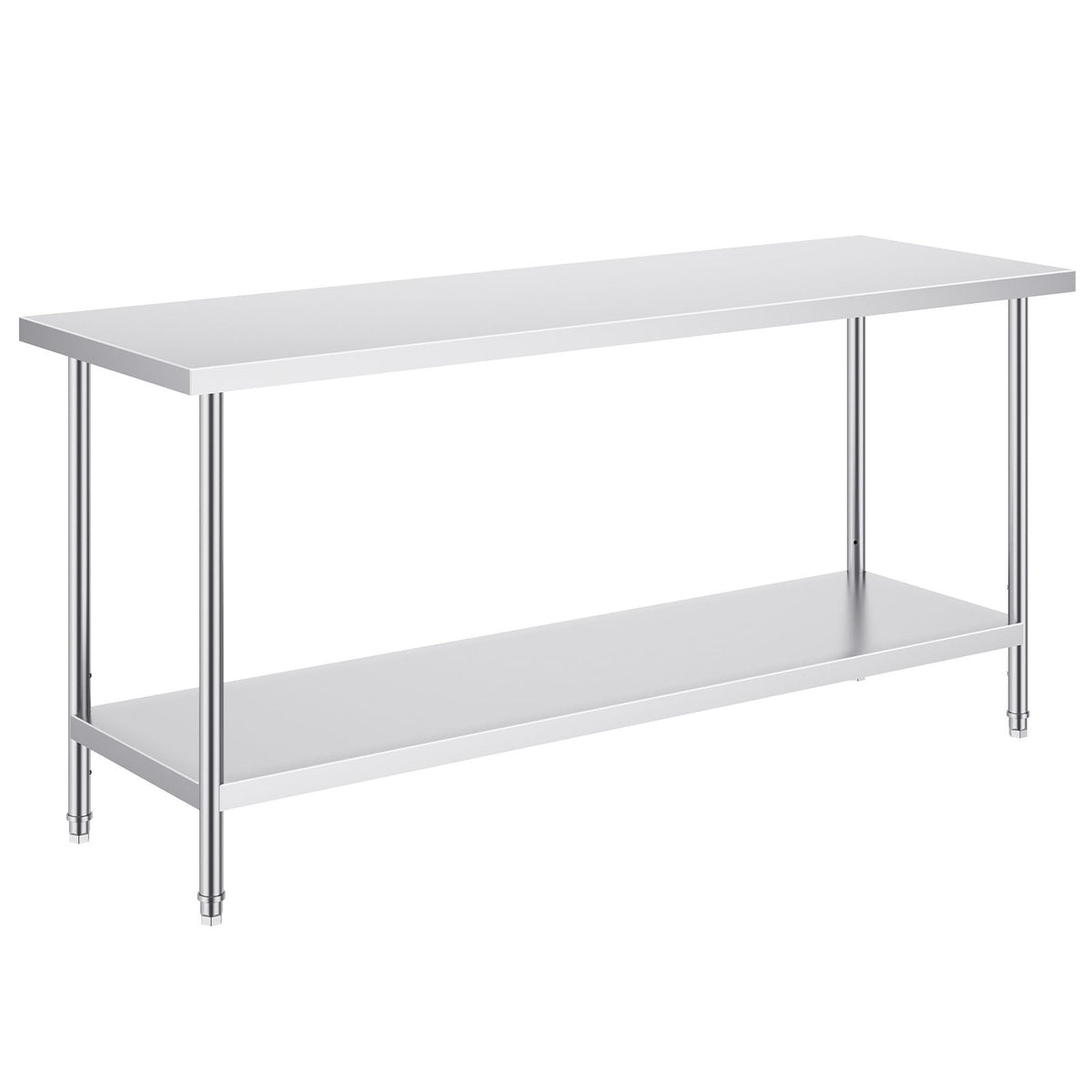 Stainless Steel Prep Table, 24 x 72 x 34 Inch, 880 lbs Load Capacity, Heavy Duty Metal Worktable with 3 Adjustable Height Levels, Commercial Workstation for Kitchen Garage Restaurant Backyard