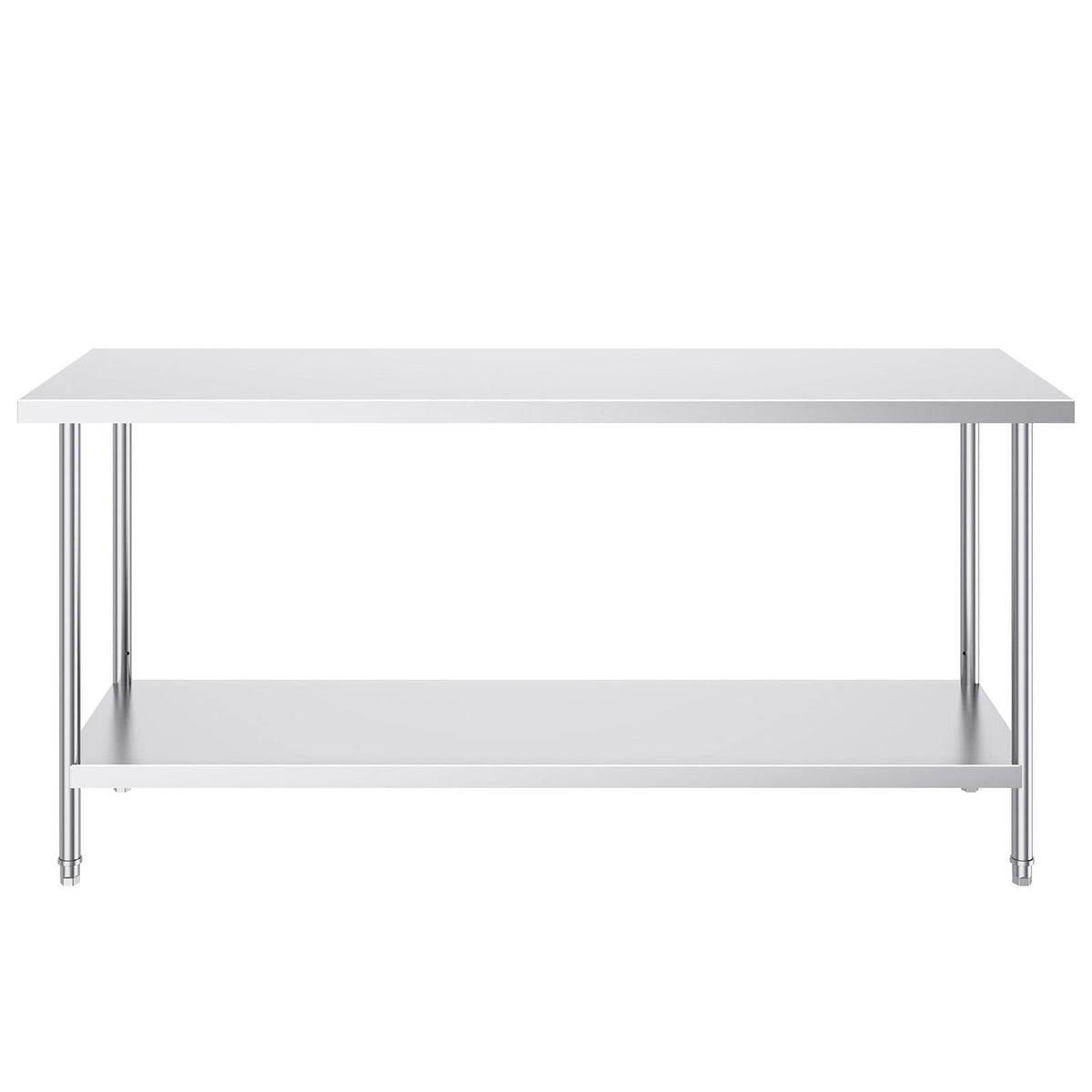 Stainless Steel Prep Table, 24 x 72 x 34 Inch, 880 lbs Load Capacity, Heavy Duty Metal Worktable with 3 Adjustable Height Levels, Commercial Workstation for Kitchen Garage Restaurant Backyard