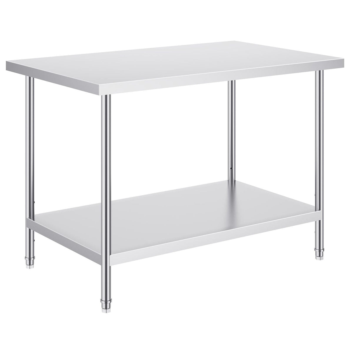 Stainless Steel Prep Table, 30 x 48 x 34 Inch, 880 lbs Load Capacity, Heavy Duty Metal Worktable with 3 Adjustable Height Levels, Commercial Workstation for Kitchen Garage Restaurant Backyard