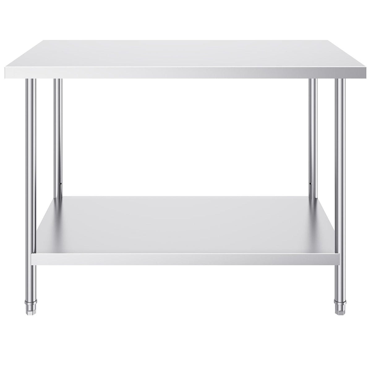 Stainless Steel Prep Table, 30 x 48 x 34 Inch, 880 lbs Load Capacity, Heavy Duty Metal Worktable with 3 Adjustable Height Levels, Commercial Workstation for Kitchen Garage Restaurant Backyard