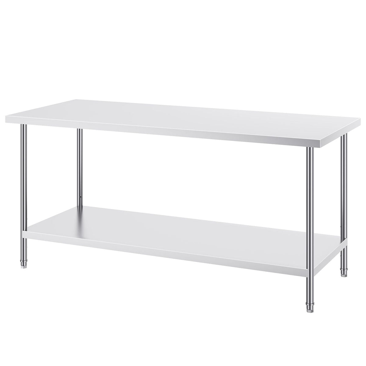 Stainless Steel Prep Table, 30 x 72 x 34 Inch, 920 lbs Load Capacity, Heavy Duty Metal Worktable with 3 Adjustable Height Levels, Commercial Workstation for Kitchen Garage Restaurant Backyard