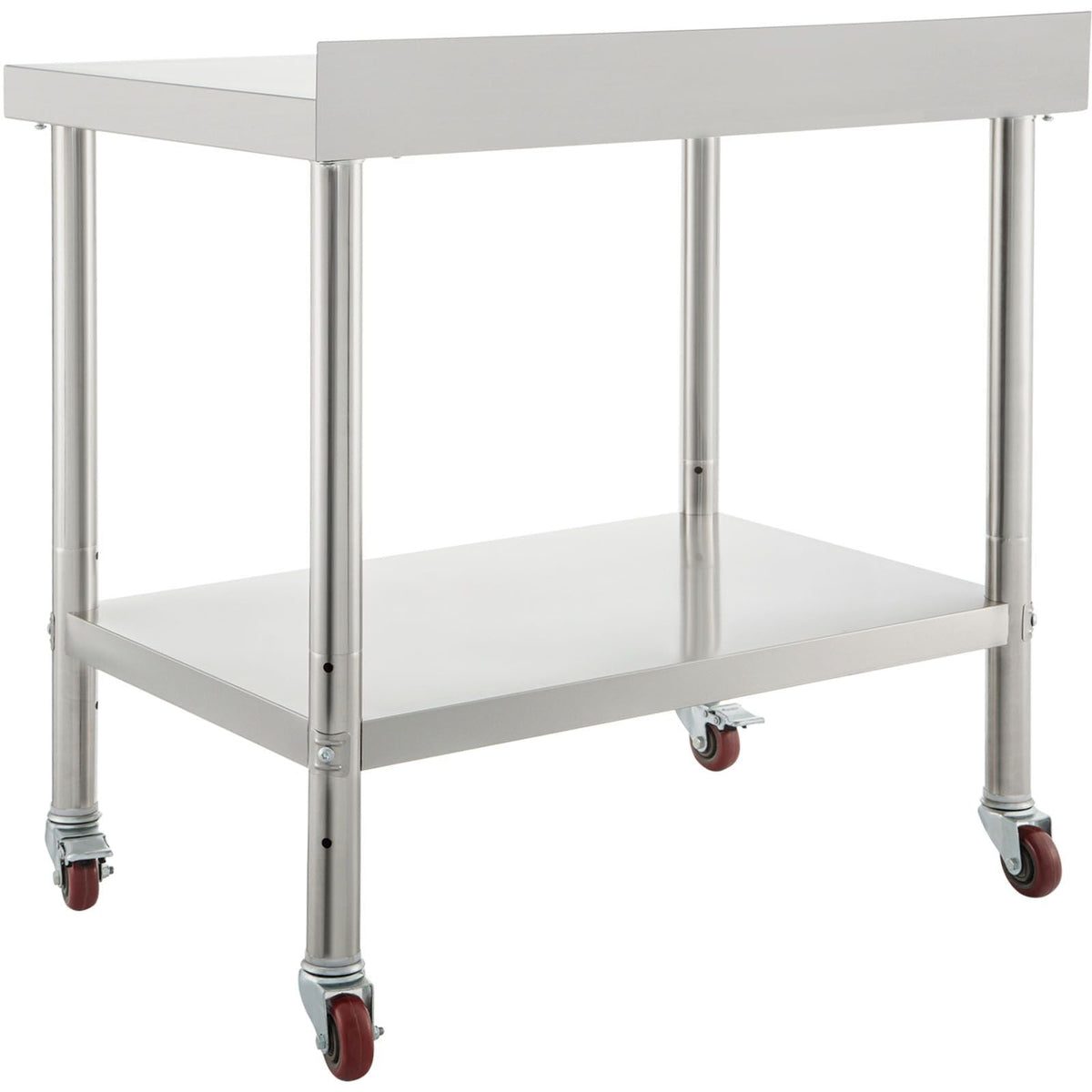 Stainless Steel Prep Table, 36 x 24 x 35 Inch, 440lbs Load Capacity Heavy Duty Metal Worktable with Backsplash Adjustable Undershelf & 4 Casters, Commercial Workstation for Kitchen Restaurant
