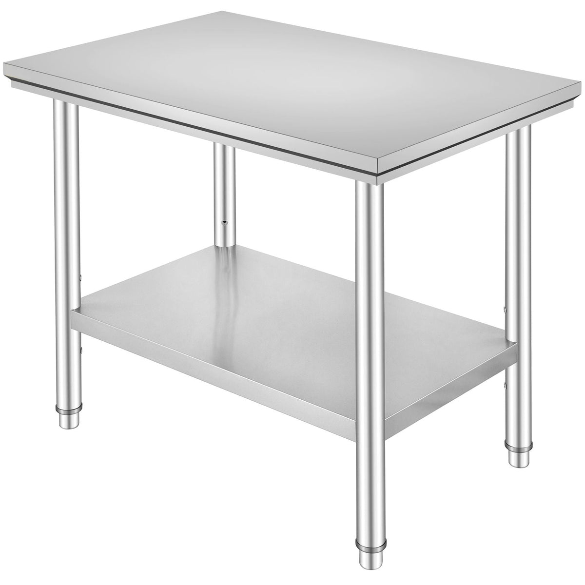 Stainless Steel Prep Table, 900x600x800 mm, 700 lbs Load Capacity, Heavy Duty Metal Worktable with 3 Adjustable Height Levels, Commercial Workstation for Kitchen Garage Restaurant Backyard