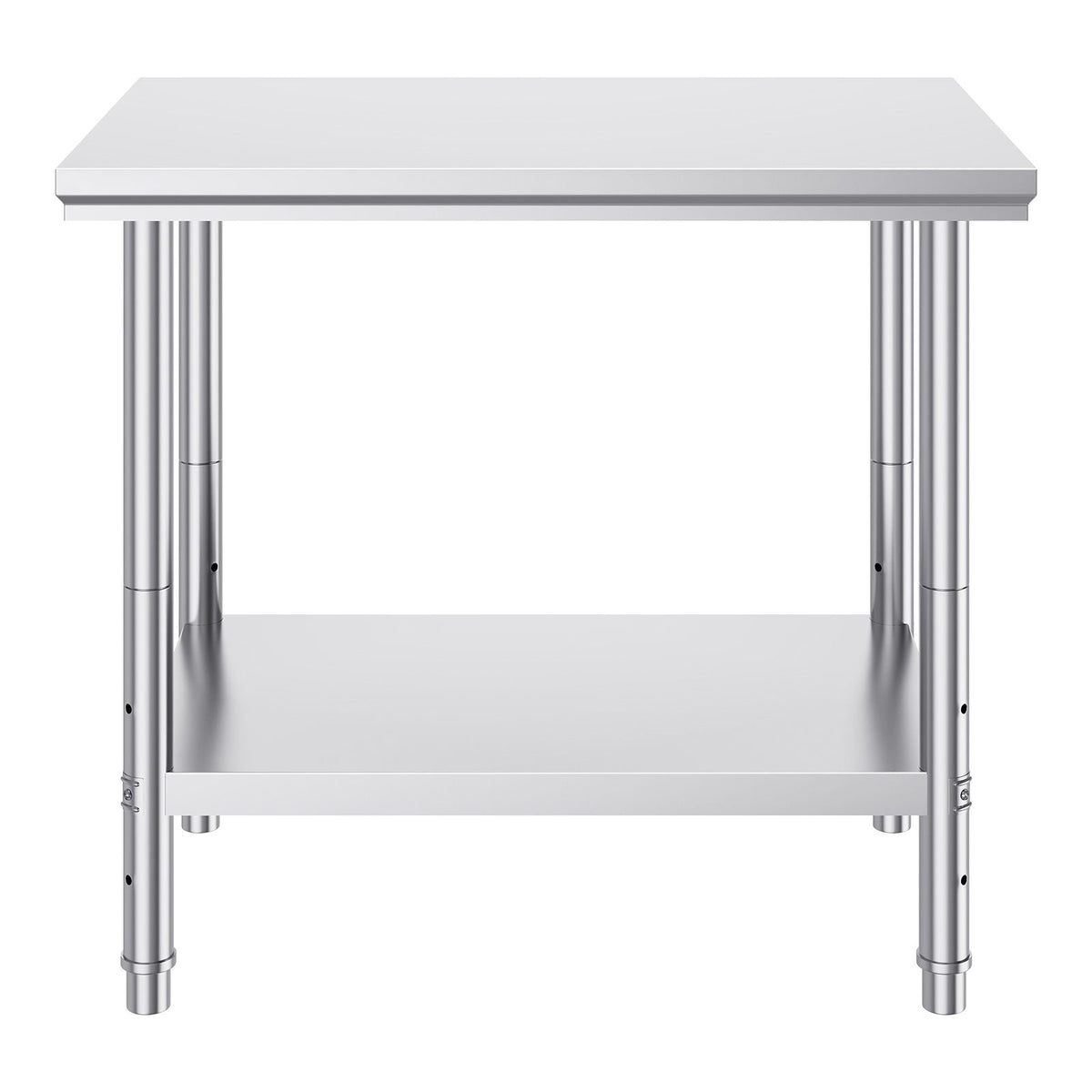 Stainless Steel Prep Table, 900x600x800 mm, 700 lbs Load Capacity, Heavy Duty Metal Worktable with 3 Adjustable Height Levels, Commercial Workstation for Kitchen Garage Restaurant Backyard