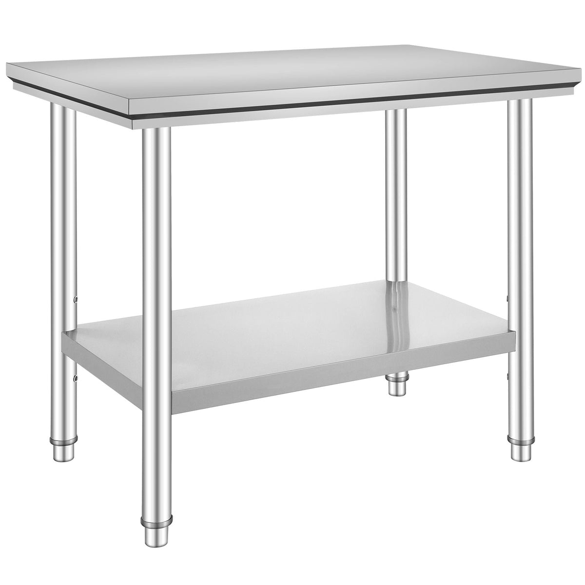 Stainless Steel Prep Table, 900x600x800 mm, 700 lbs Load Capacity, Heavy Duty Metal Worktable with 3 Adjustable Height Levels, Commercial Workstation for Kitchen Garage Restaurant Backyard