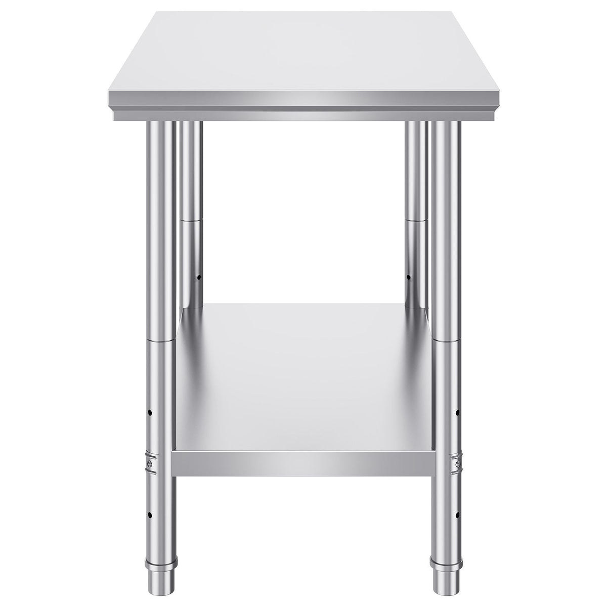 Stainless Steel Prep Table, 900x600x800 mm, 700 lbs Load Capacity, Heavy Duty Metal Worktable with 3 Adjustable Height Levels, Commercial Workstation for Kitchen Garage Restaurant Backyard