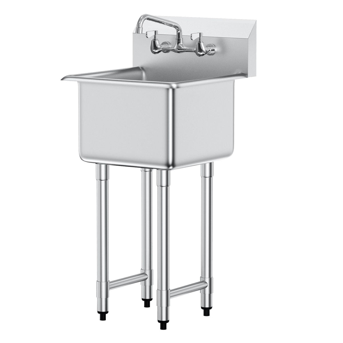 Stainless Steel Prep & Utility Sink, 1 Compartment Free Standing Small Sink Include Faucet & legs, 18"x41" Commercial Single Bowl Sinks for Garage, Restaurant, Kitchen, Laundry