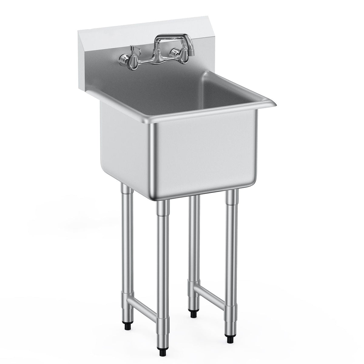 Stainless Steel Prep & Utility Sink, 1 Compartment Free Standing Small Sink Include Faucet & legs, 18"x41" Commercial Single Bowl Sinks for Garage, Restaurant, Kitchen, Laundry