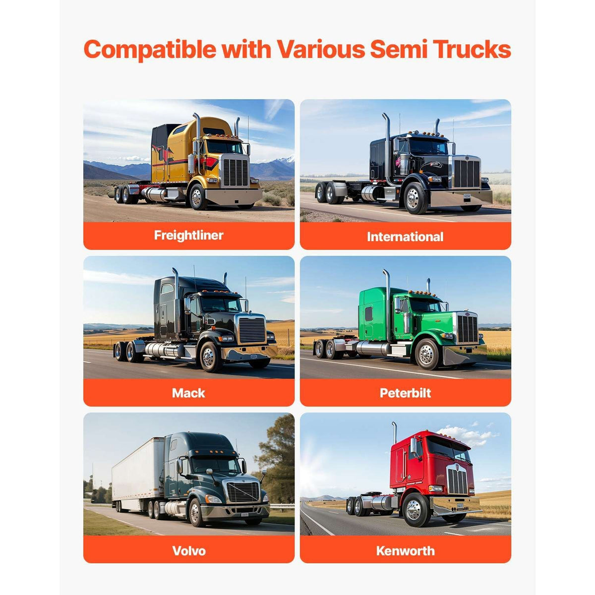 Stainless Steel Quarter Fenders for Semi Trucks, 24" x 24" Semi Truck Fenders with Tube Bracket and Mounting Hardware, 1 Pair Right & Left Quarter Fender Set, Fit for Freightliner, Peterbilt