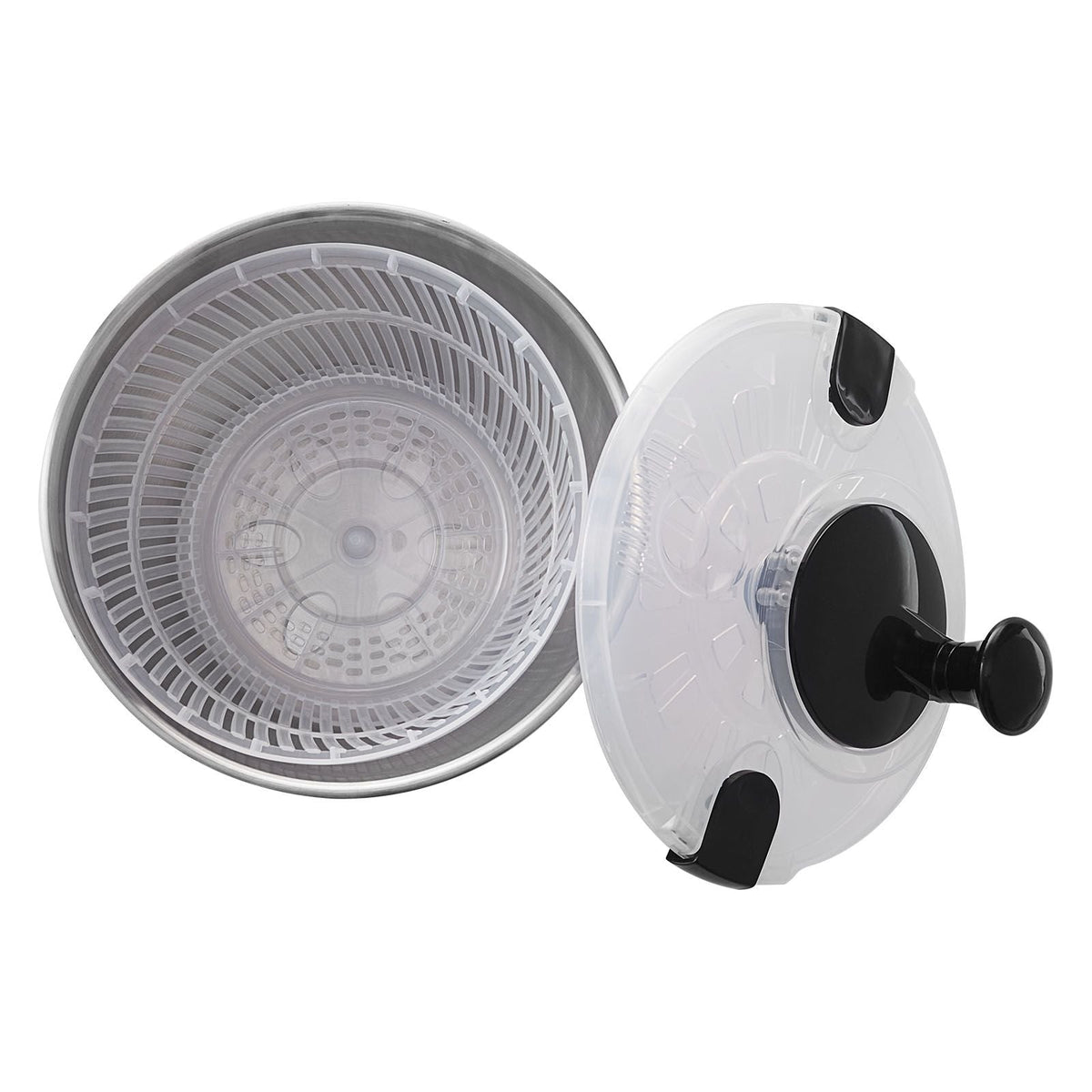 Stainless Steel Salad Spinner, 4.75Qt, One-handed Easy Press Large Vegetable Dryer Washer, Lettuce Cleaner and Dryer with 304 Stainless Steel Bowl, for Greens, Herbs, Berries, Fruits, No BPA